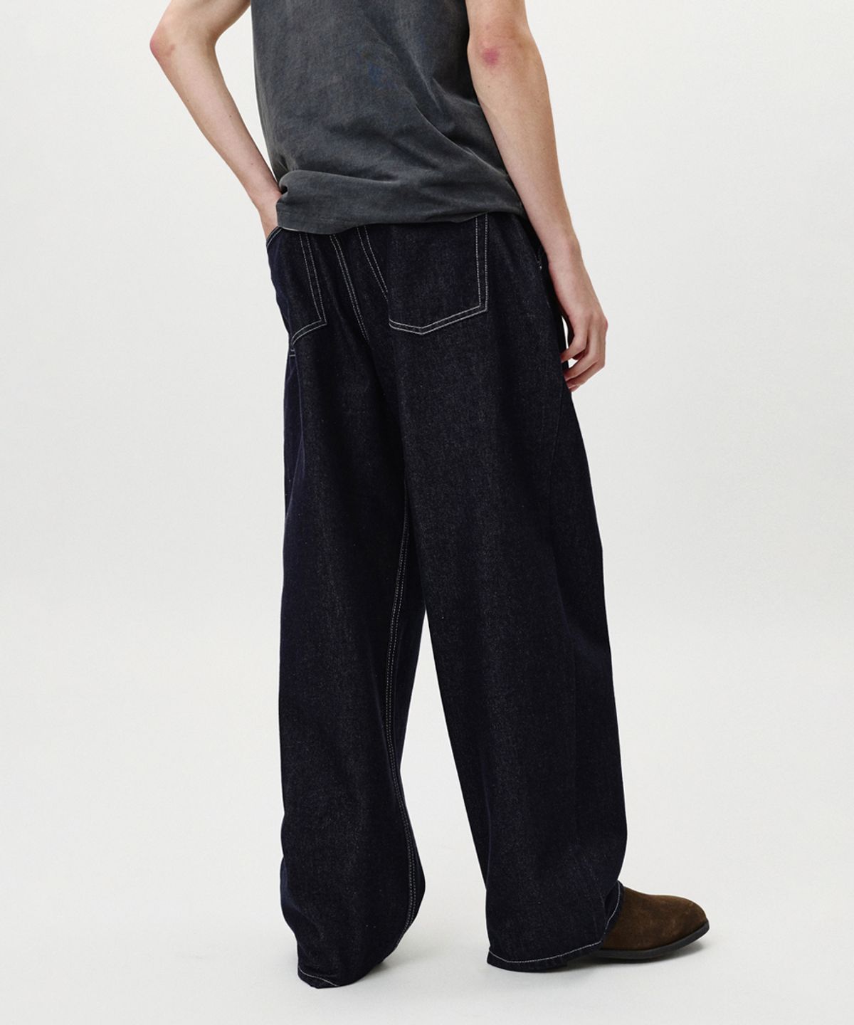 노페이머스(NOFAMOUS) Non-Fade Wide Balloon Jeans (Blue)