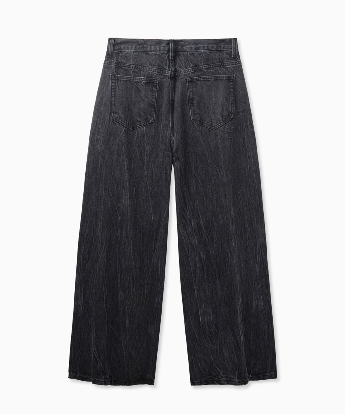노페이머스(NOFAMOUS) Wrinkle Washing Wide Jeans (Black)