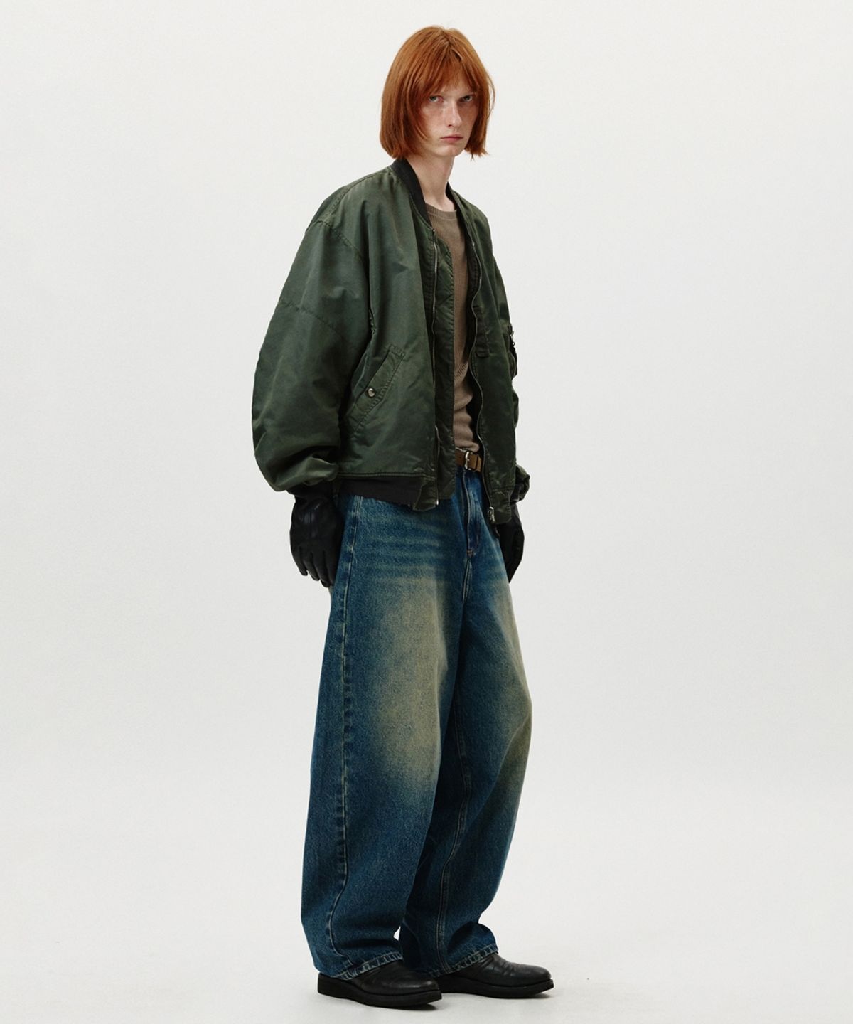 노페이머스(NOFAMOUS) Curved Balloon Washing Jeans (Blue)