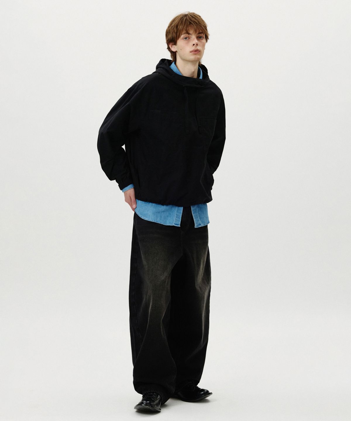 노페이머스(NOFAMOUS) Curved Balloon Washing Jeans (Black)