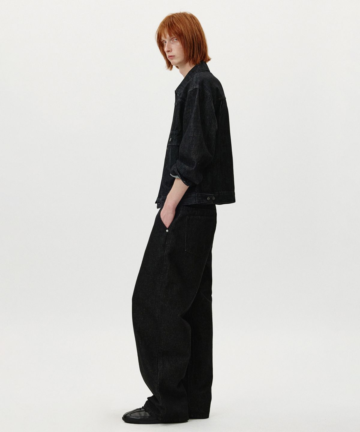 노페이머스(NOFAMOUS) Washed Pocket Denim Jacket (Black)