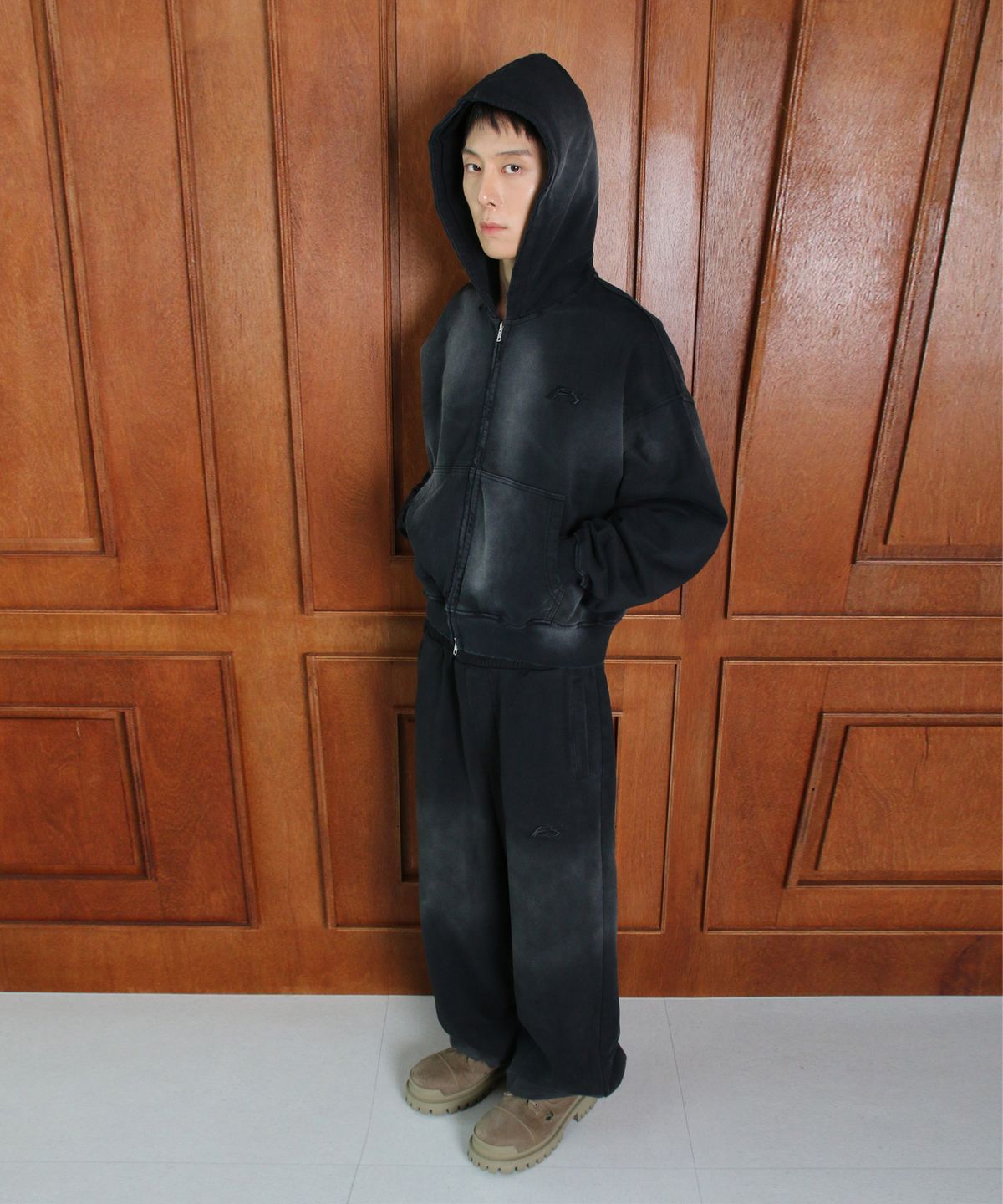 포스센스티브(FORCESENSITIVE) FS LOGO SWEAT PANTS Balloon fit WASHING BK