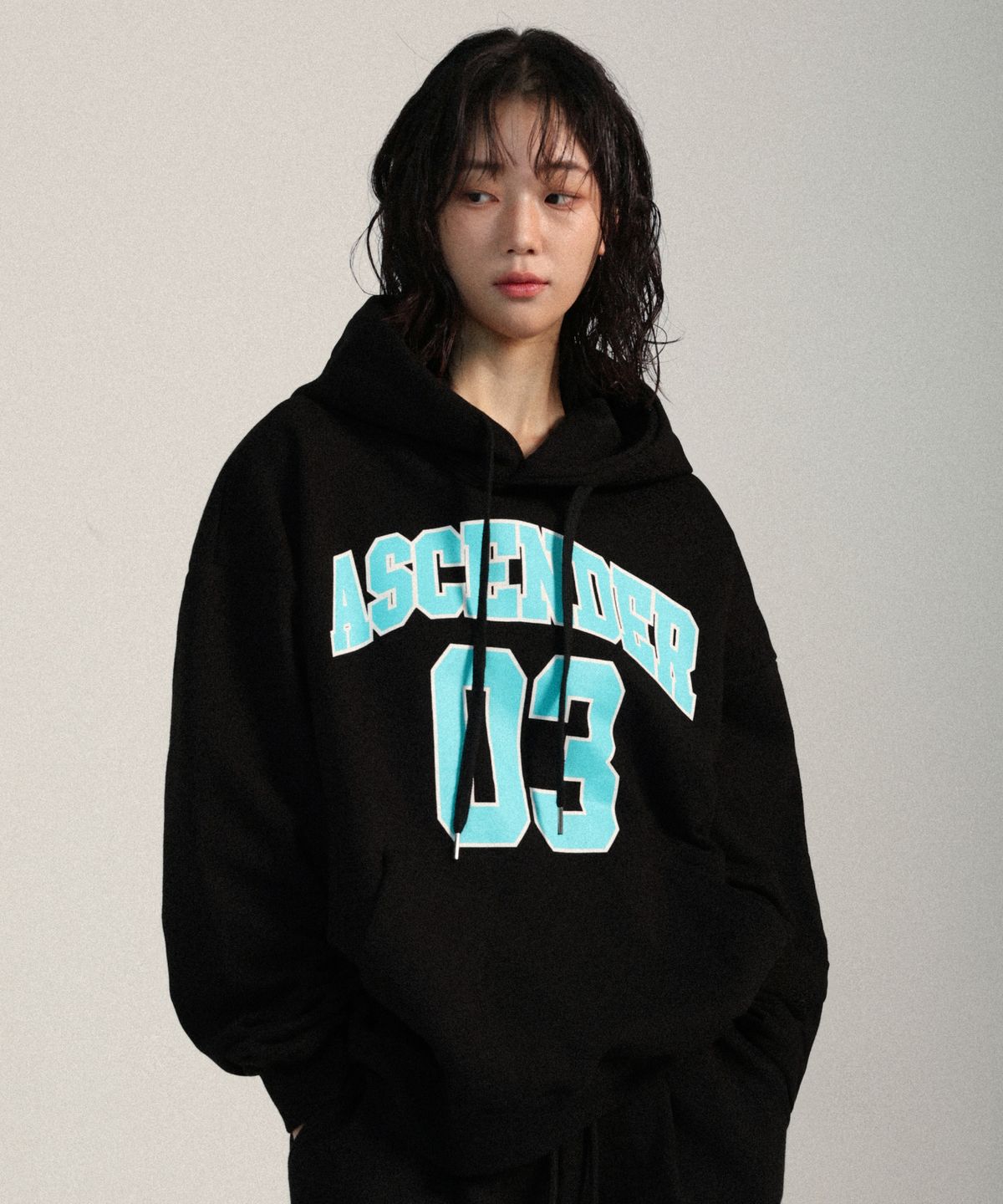 어센더(ASCENDER) 03바스켓 헤비 오버핏 후디 [블랙]