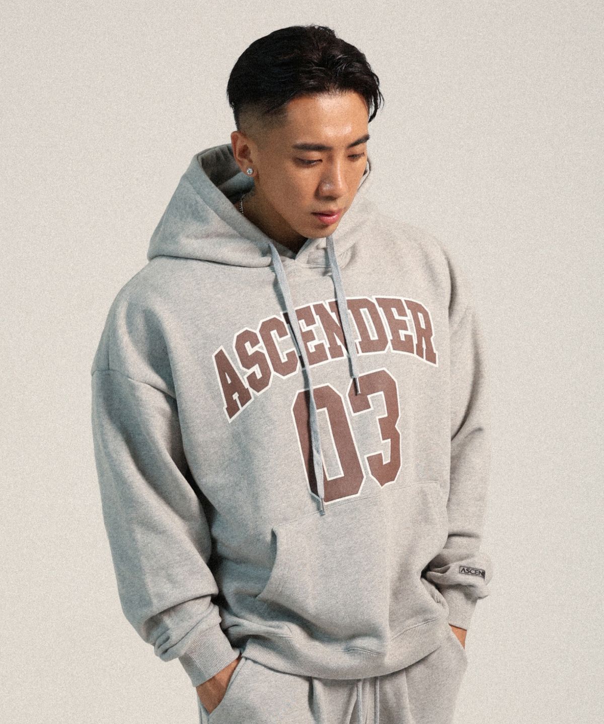 어센더(ASCENDER) 03바스켓 헤비 오버핏 후디 [멜란지]