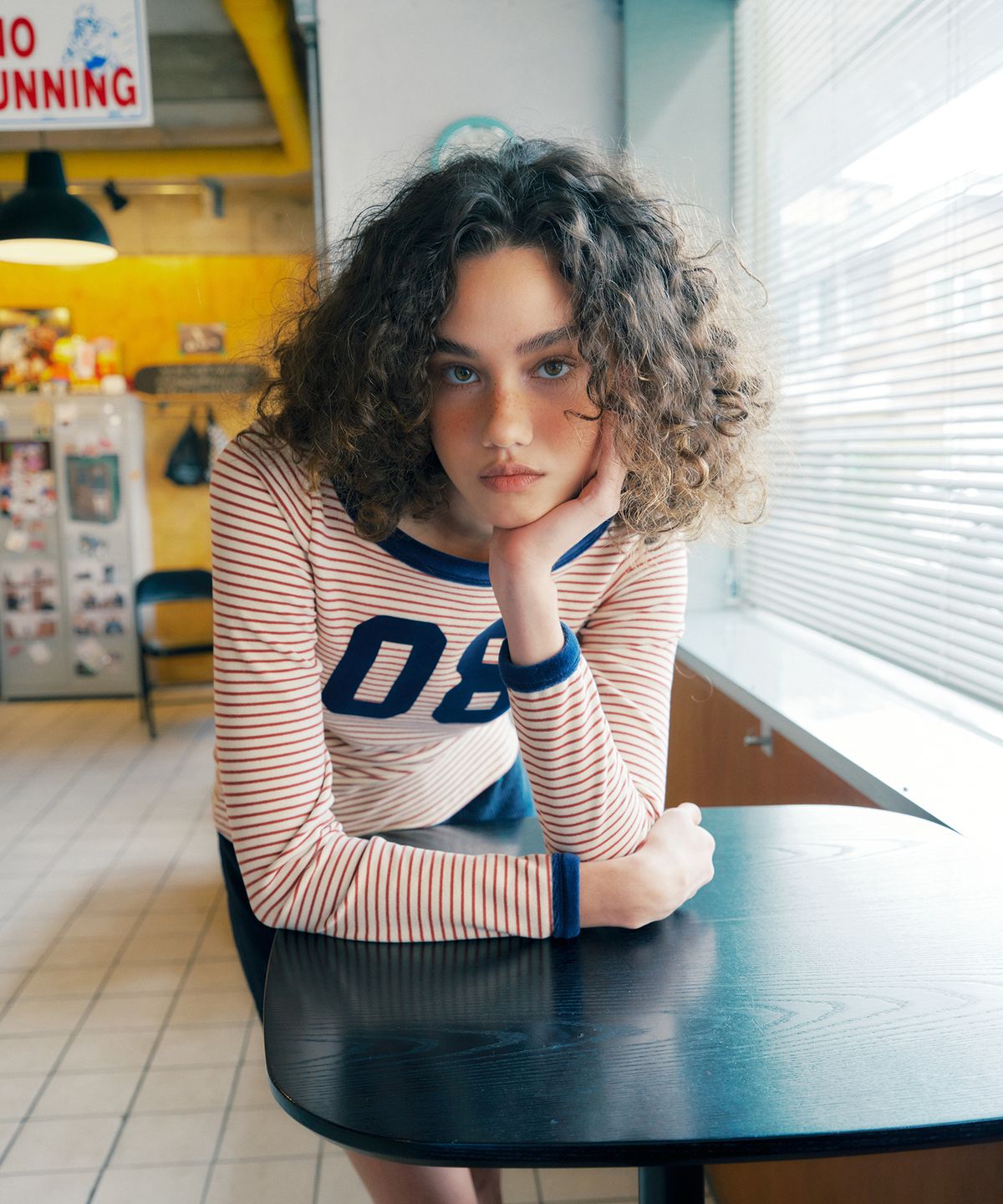 그린버터(GREENBUTTER) Velvet Stripe Tee (Wine)