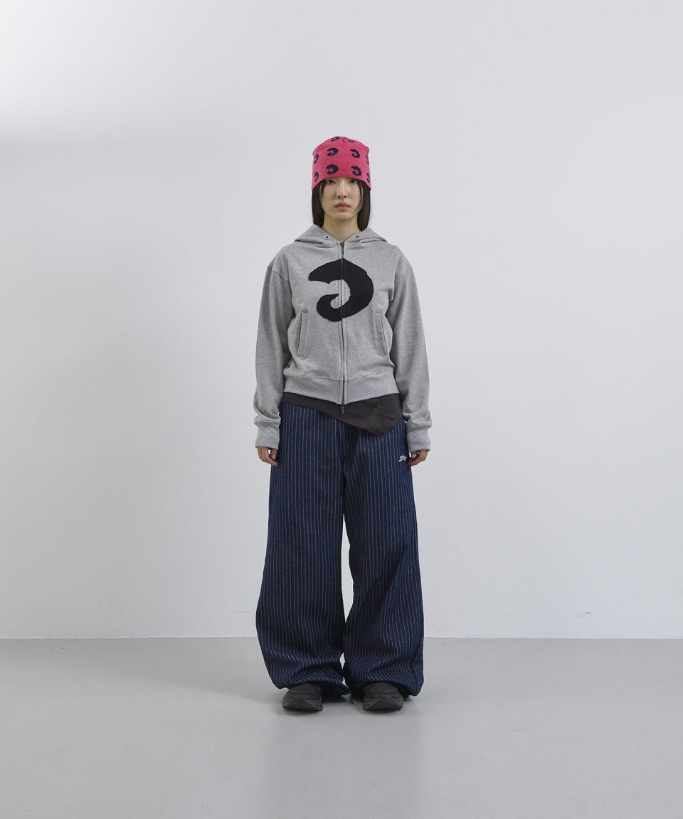 MUSINSA | TANSANMAGNESIUM Hoon Applique Hoodie Zip-Up (Gray)