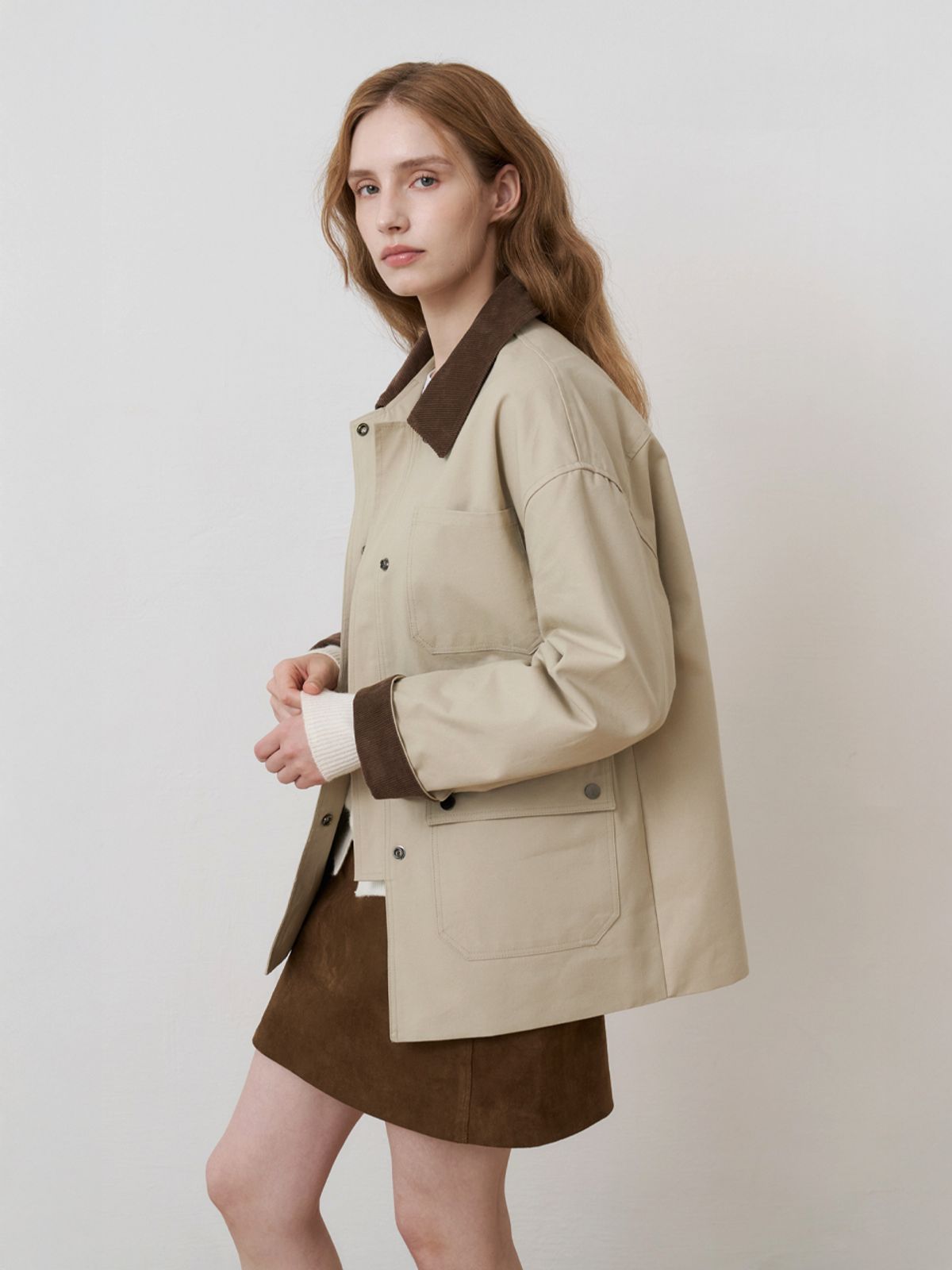 모어라이크잇(MORELIKEIT) 스웨이드 미니스커트 BROWN
