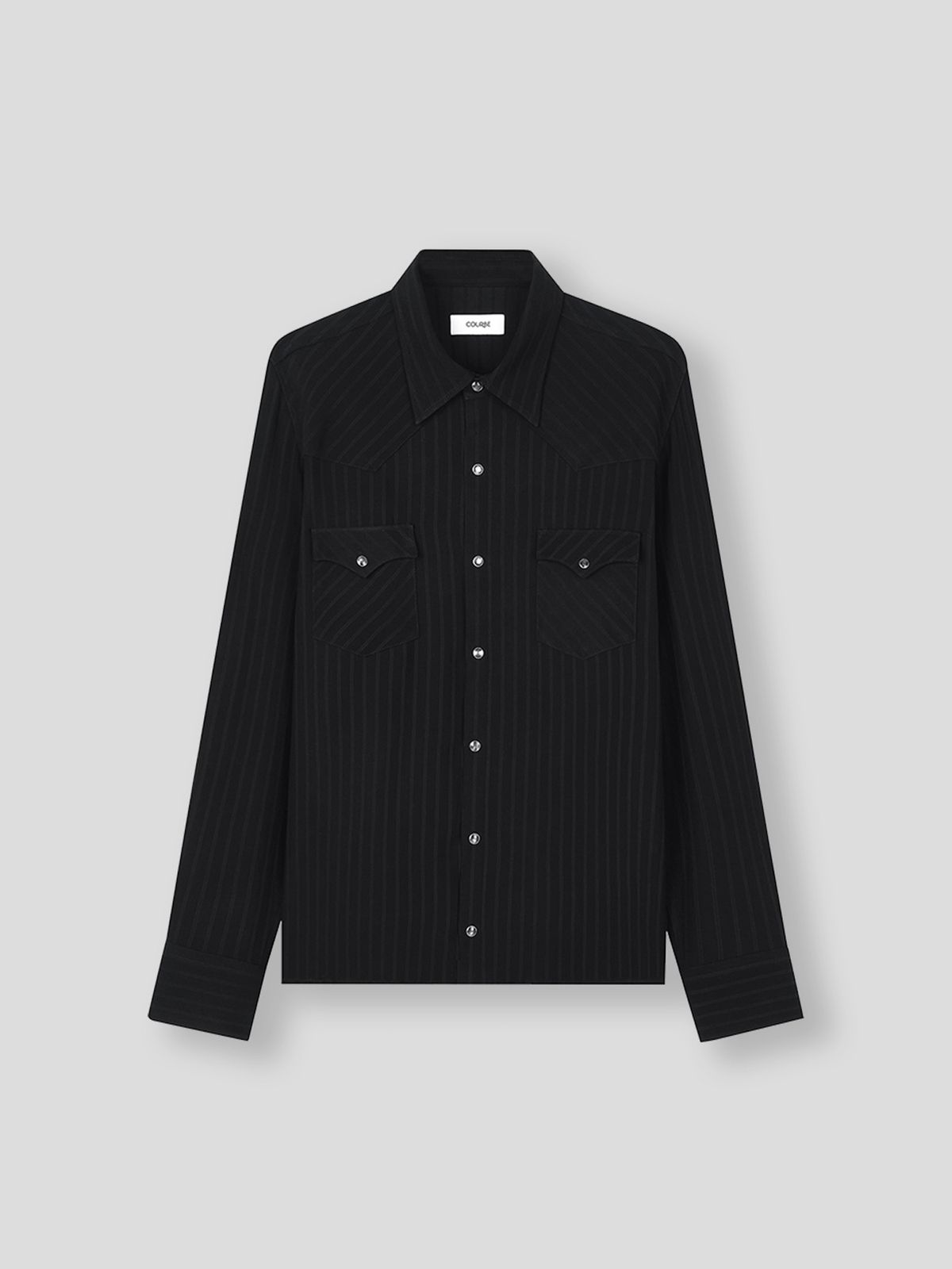 쿠르베(COURBE) Striped Wester Shirt (Black)