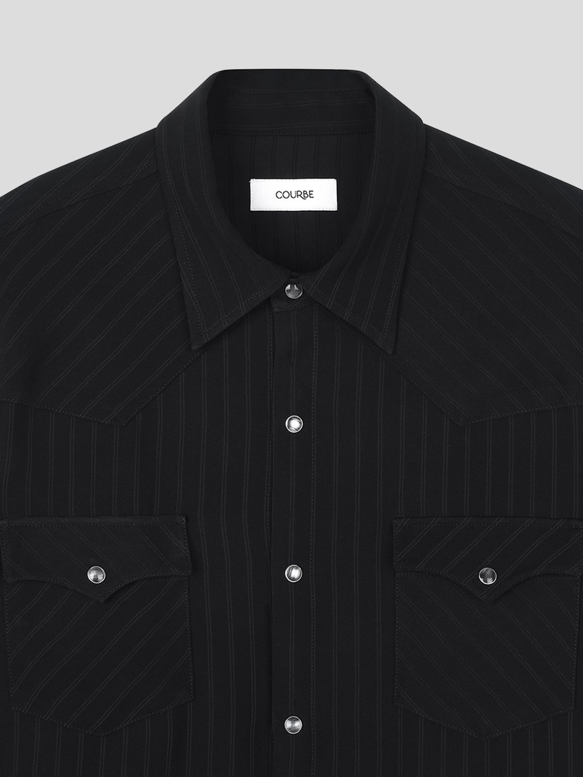 쿠르베(COURBE) Striped Wester Shirt (Black)