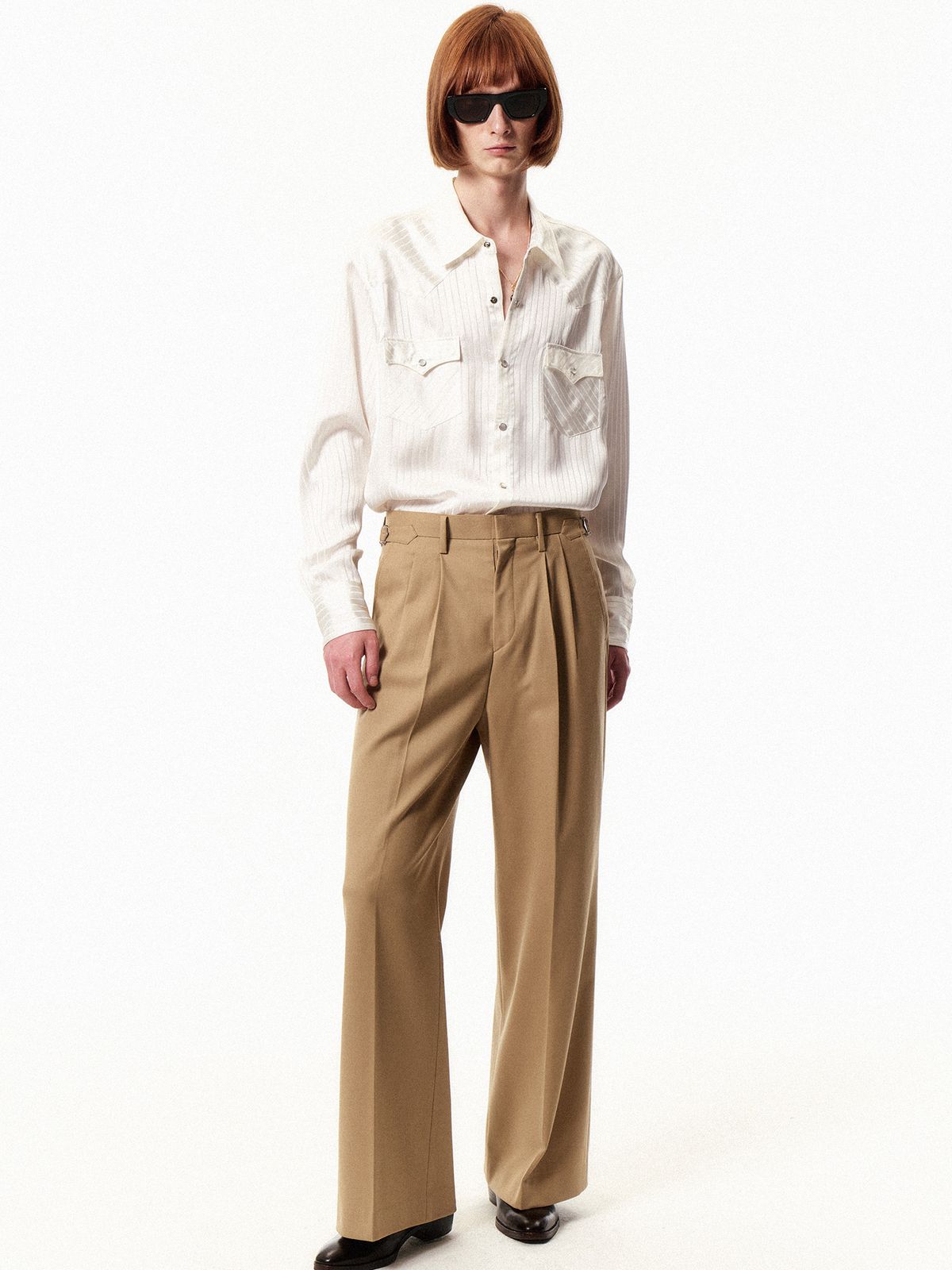 쿠르베(COURBE) Striped Wester Shirt (Whire)