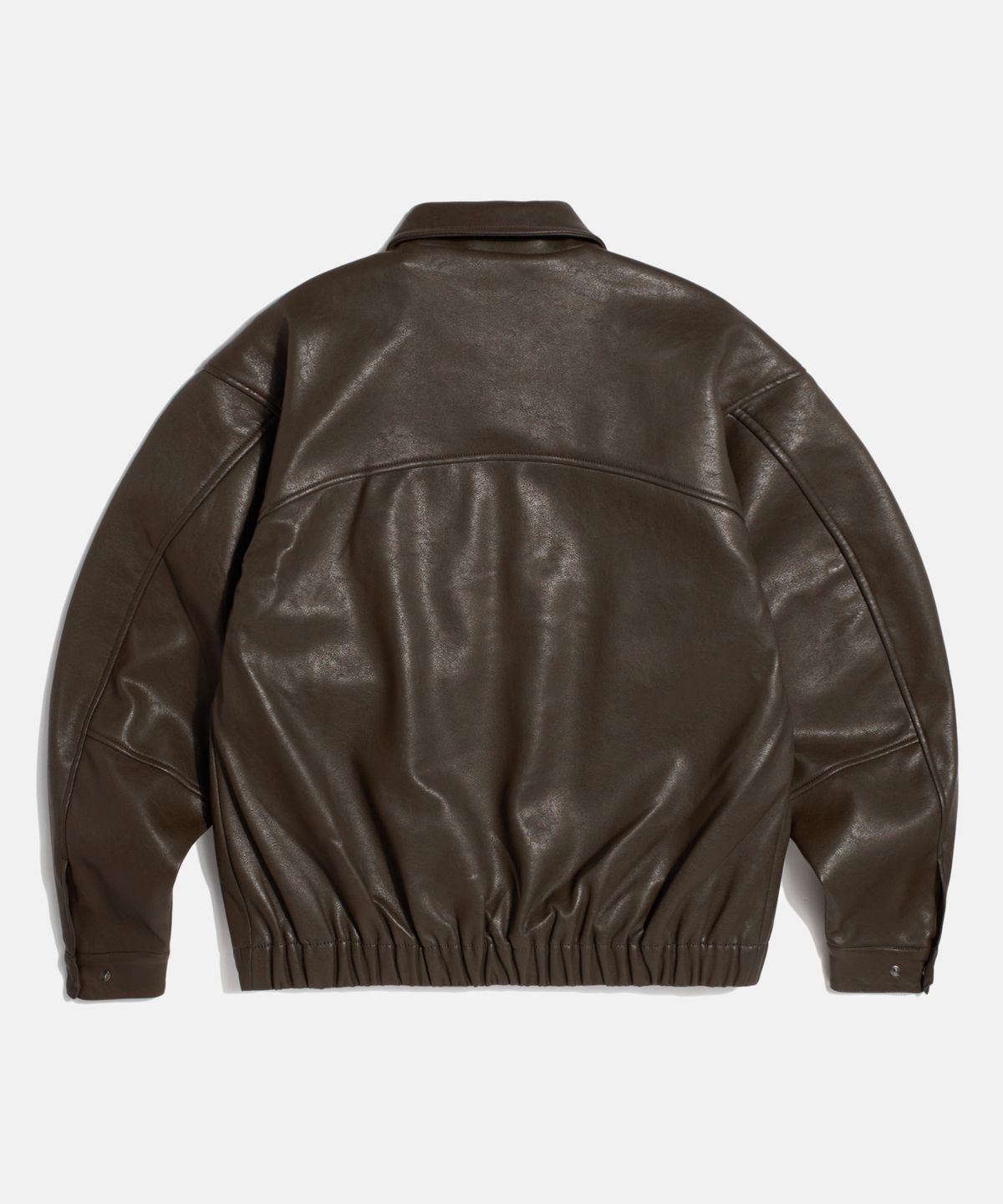 에스피오나지(ESPIONAGE) Flight Bomber Jacket (Faux Leather) Dark Brown