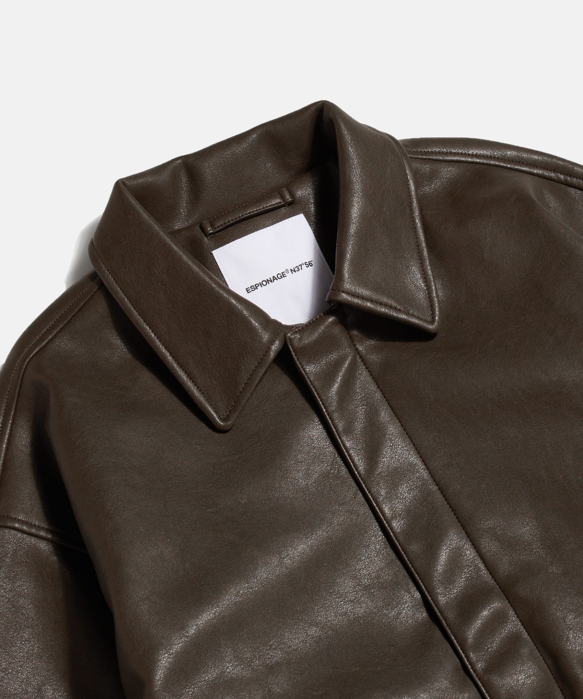 에스피오나지(ESPIONAGE) Flight Bomber Jacket (Faux Leather) Dark Brown