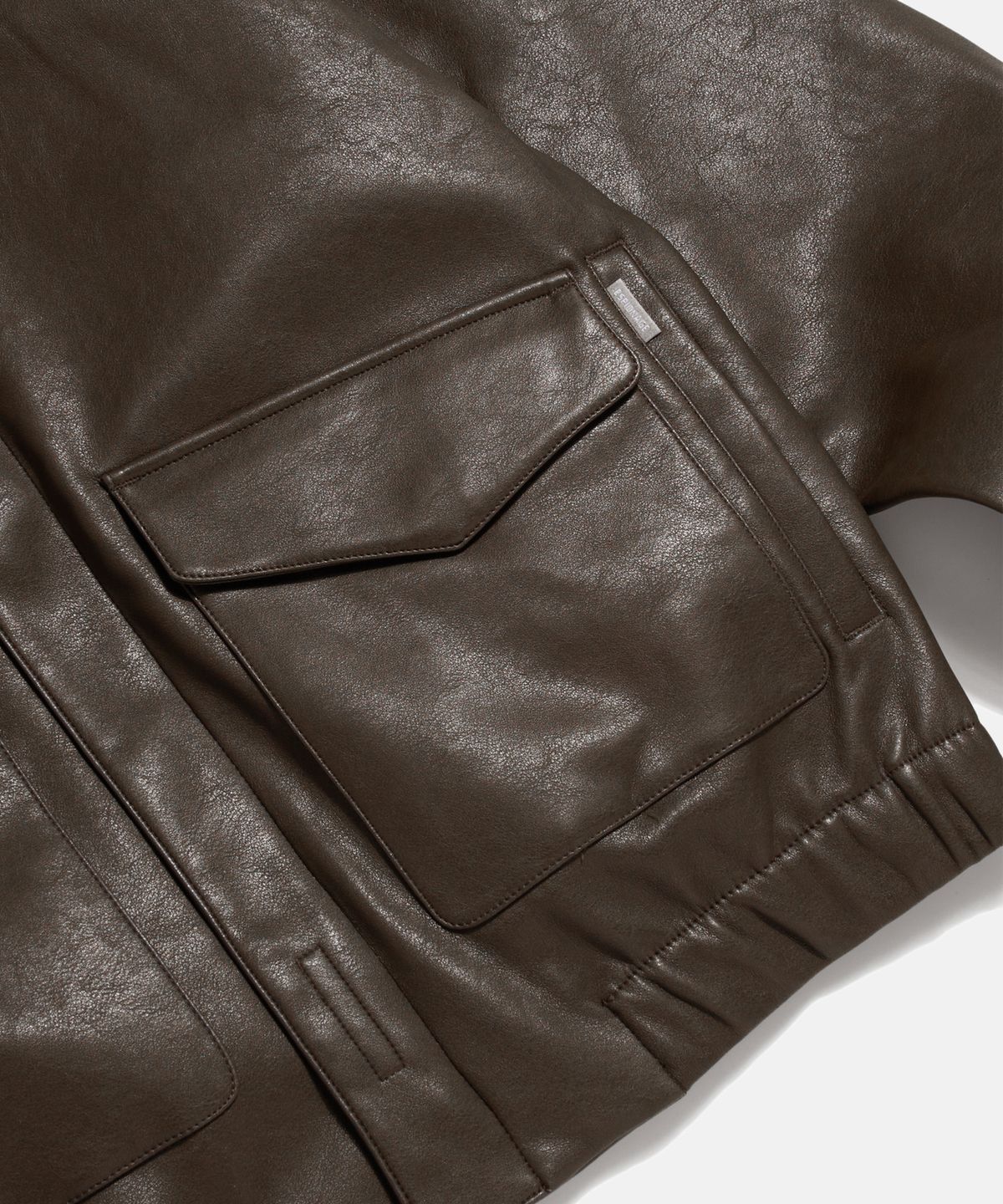 에스피오나지(ESPIONAGE) Flight Bomber Jacket (Faux Leather) Dark Brown