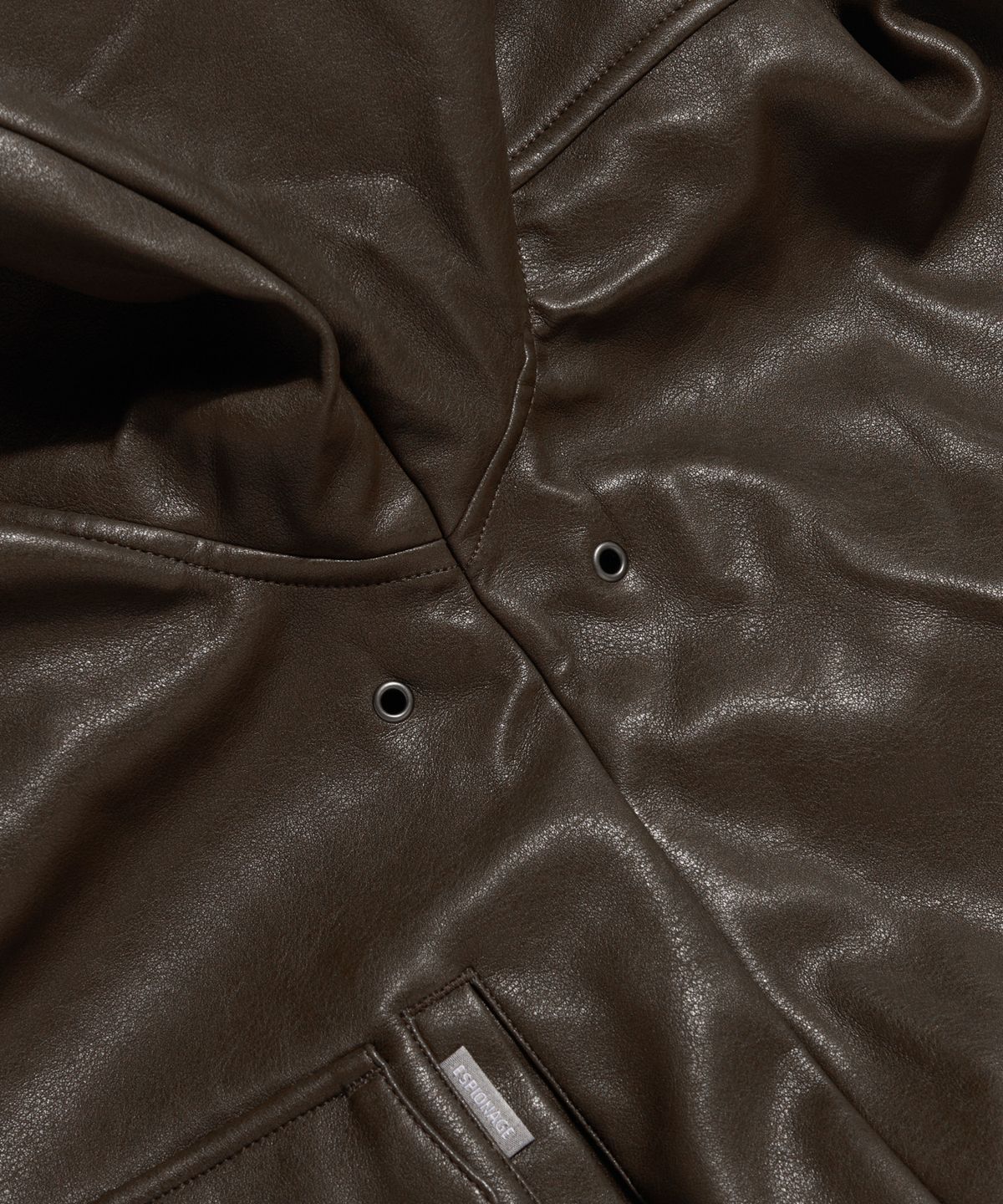 에스피오나지(ESPIONAGE) Flight Bomber Jacket (Faux Leather) Dark Brown