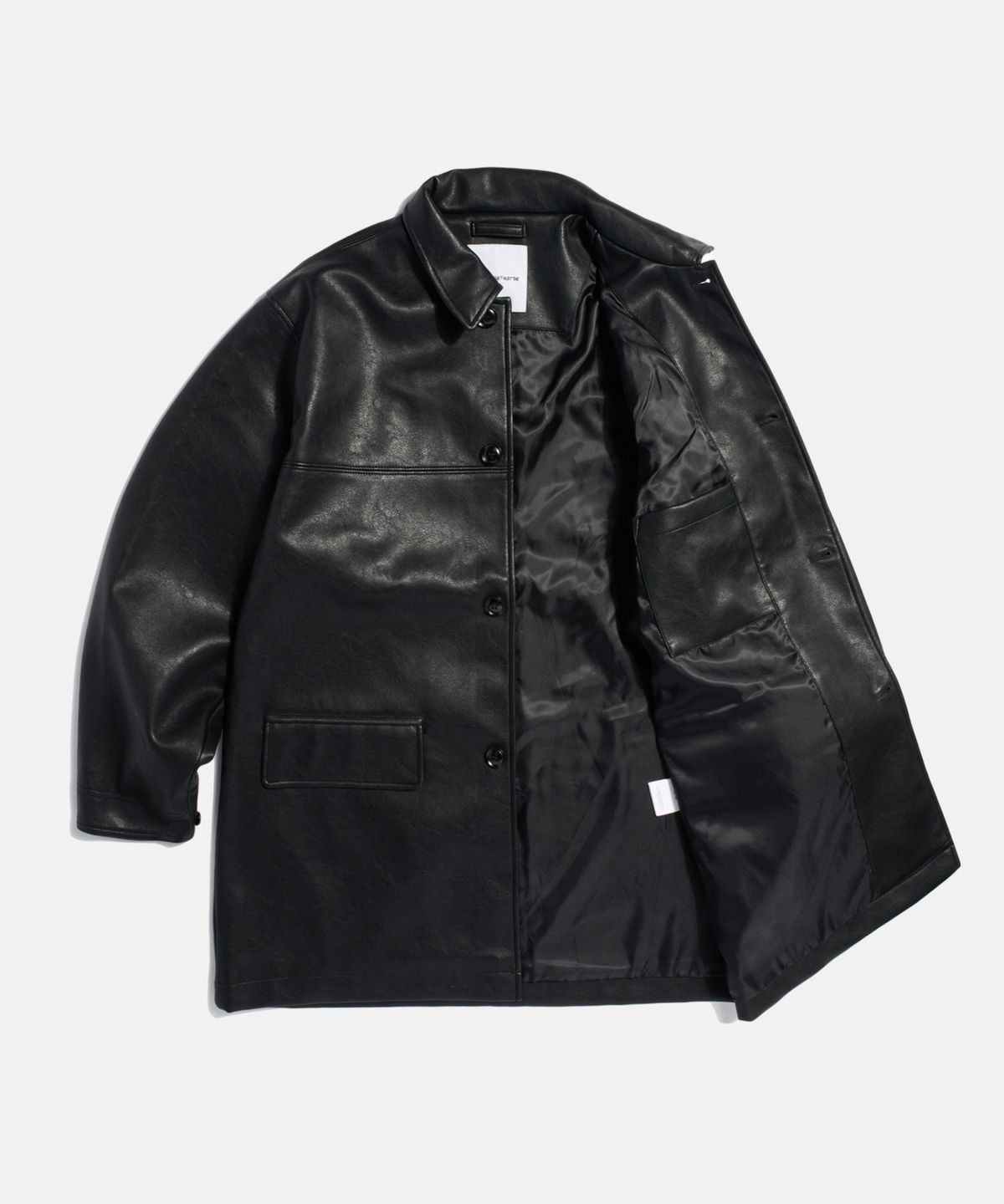 에스피오나지(ESPIONAGE) Car Coat (Faux Leather) Black