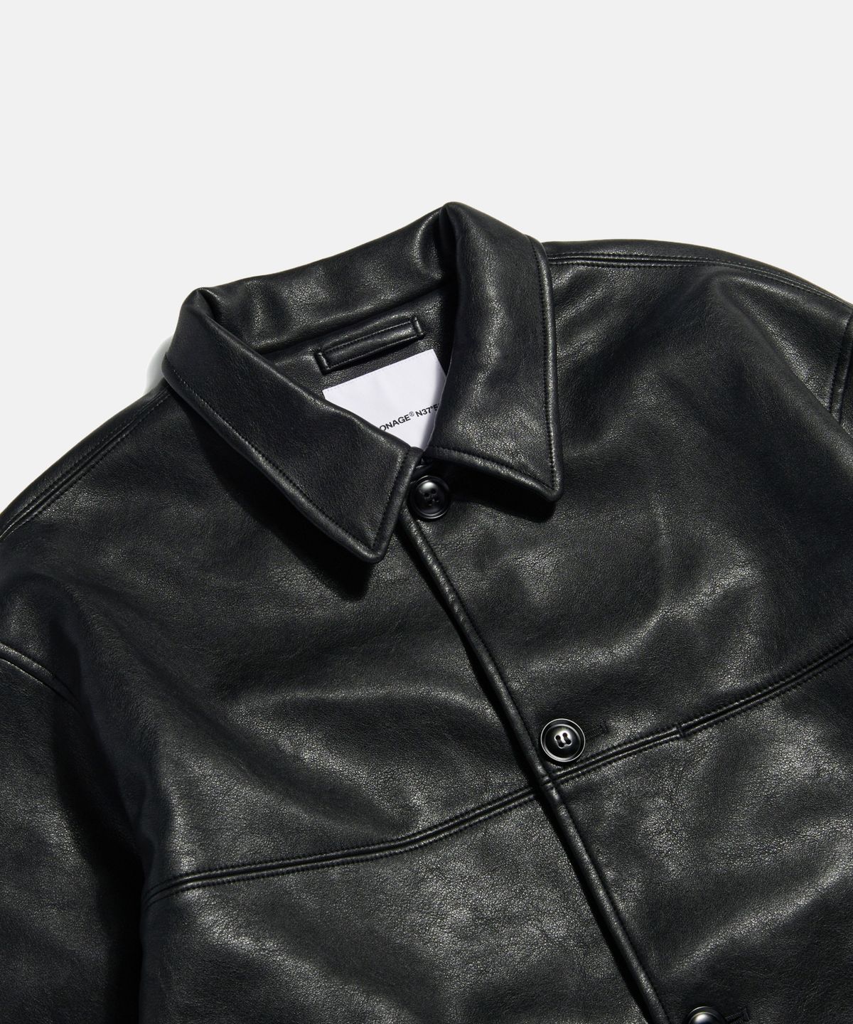 에스피오나지(ESPIONAGE) Car Coat (Faux Leather) Black