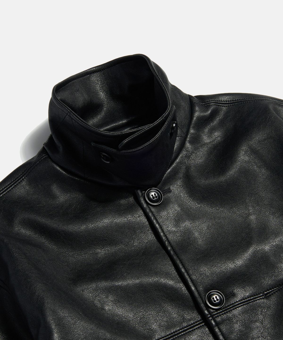 에스피오나지(ESPIONAGE) Car Coat (Faux Leather) Black