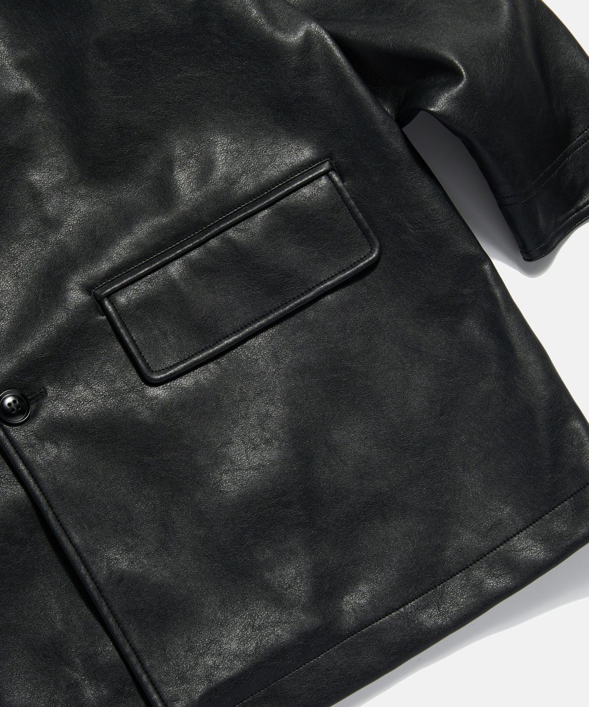 에스피오나지(ESPIONAGE) Car Coat (Faux Leather) Black
