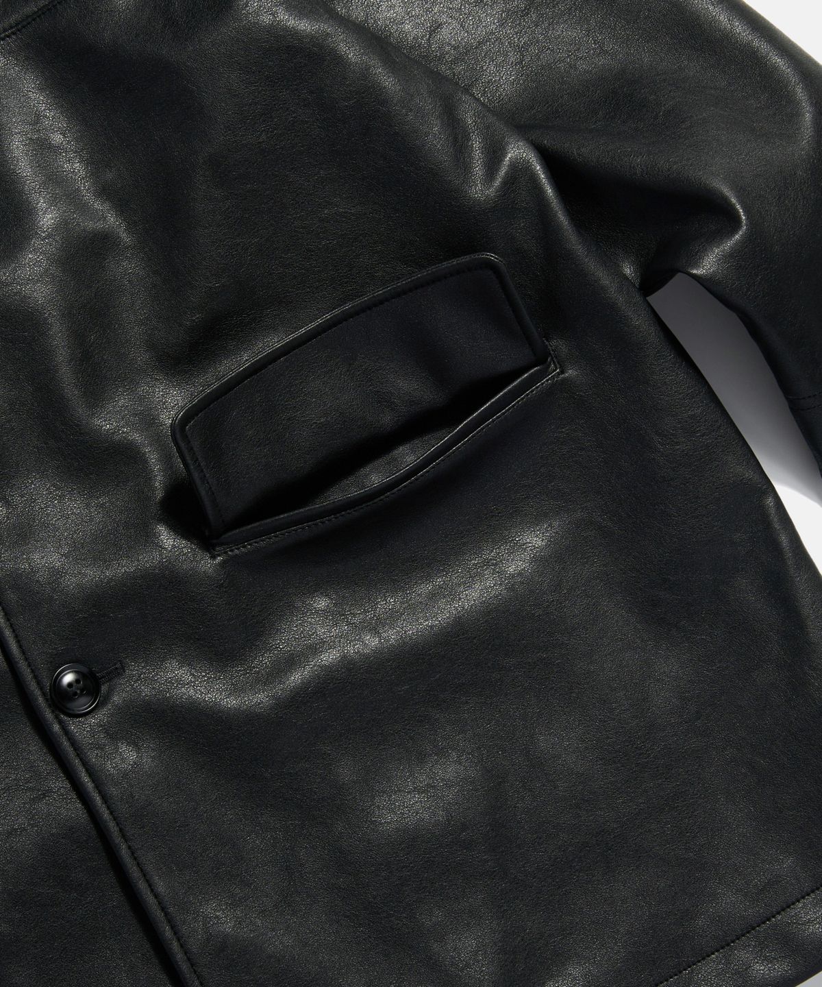 에스피오나지(ESPIONAGE) Car Coat (Faux Leather) Black