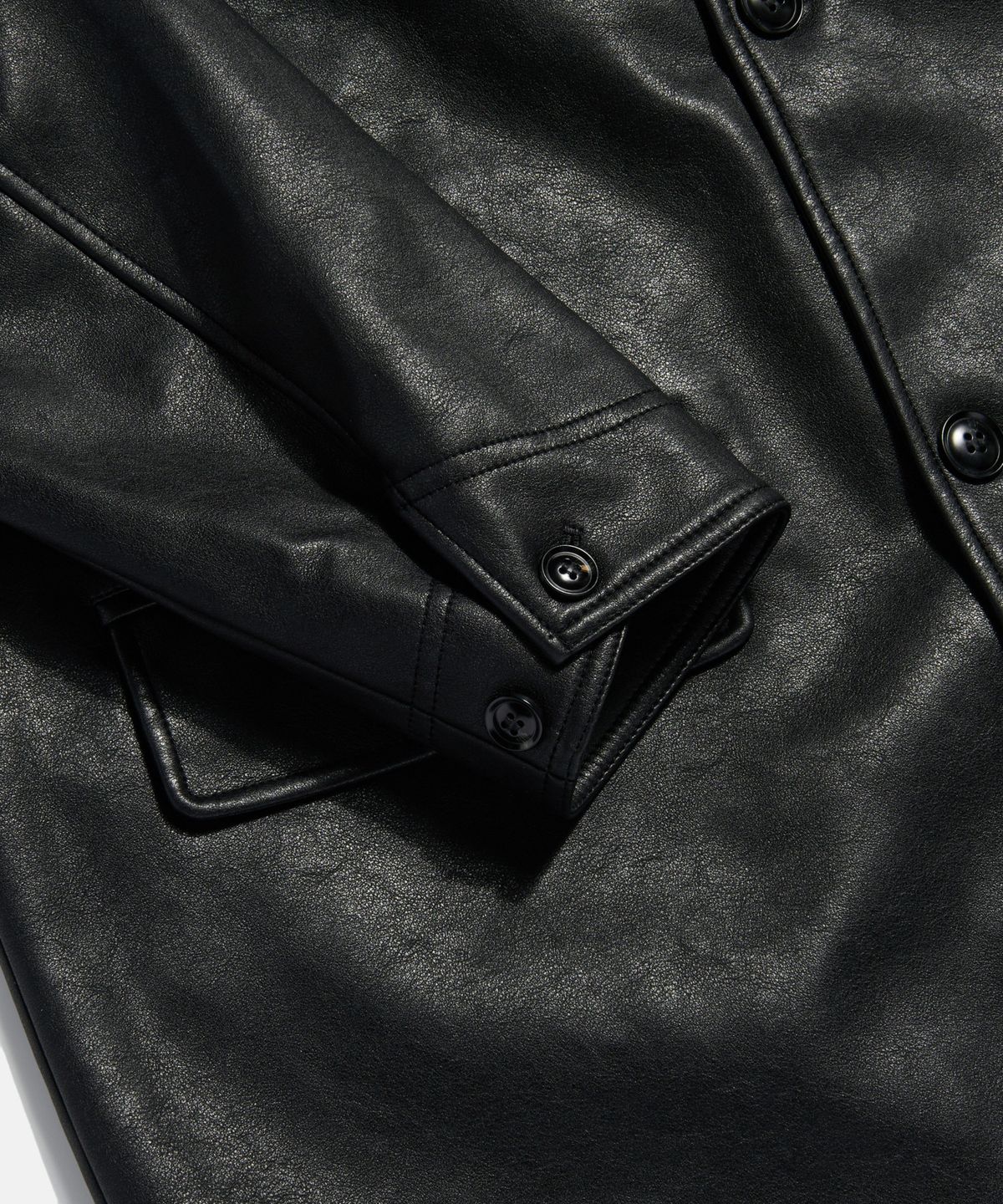 에스피오나지(ESPIONAGE) Car Coat (Faux Leather) Black