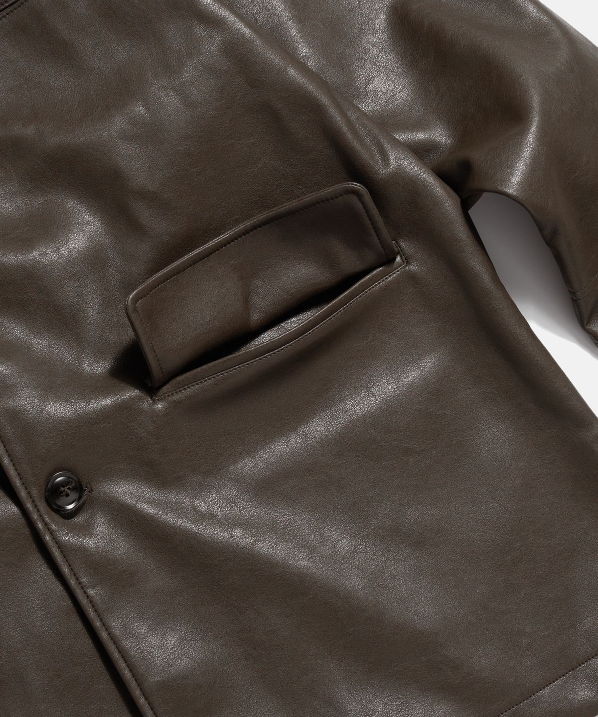 에스피오나지(ESPIONAGE) Car Coat (Faux Leather) Dark Brown