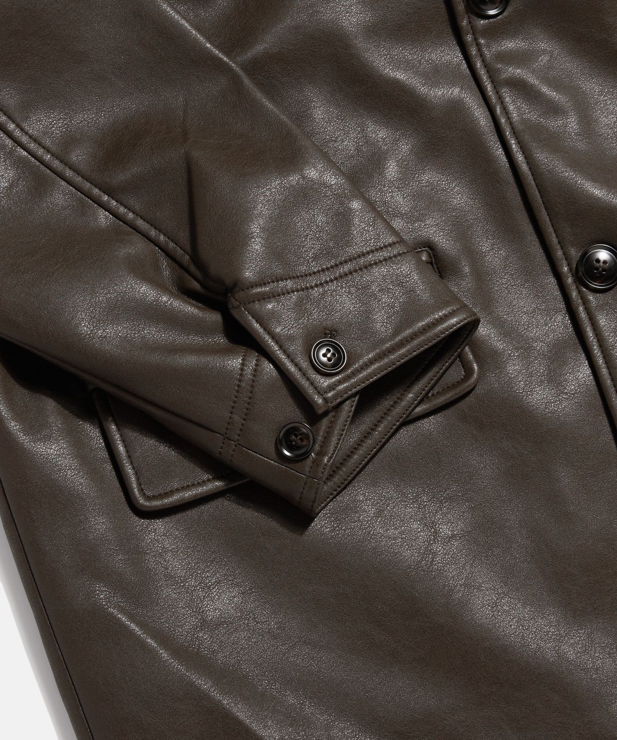 에스피오나지(ESPIONAGE) Car Coat (Faux Leather) Dark Brown