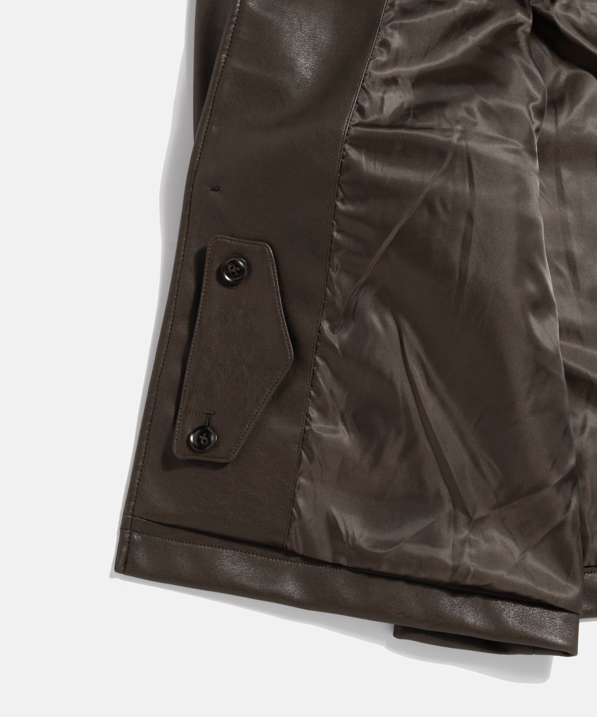 에스피오나지(ESPIONAGE) Car Coat (Faux Leather) Dark Brown