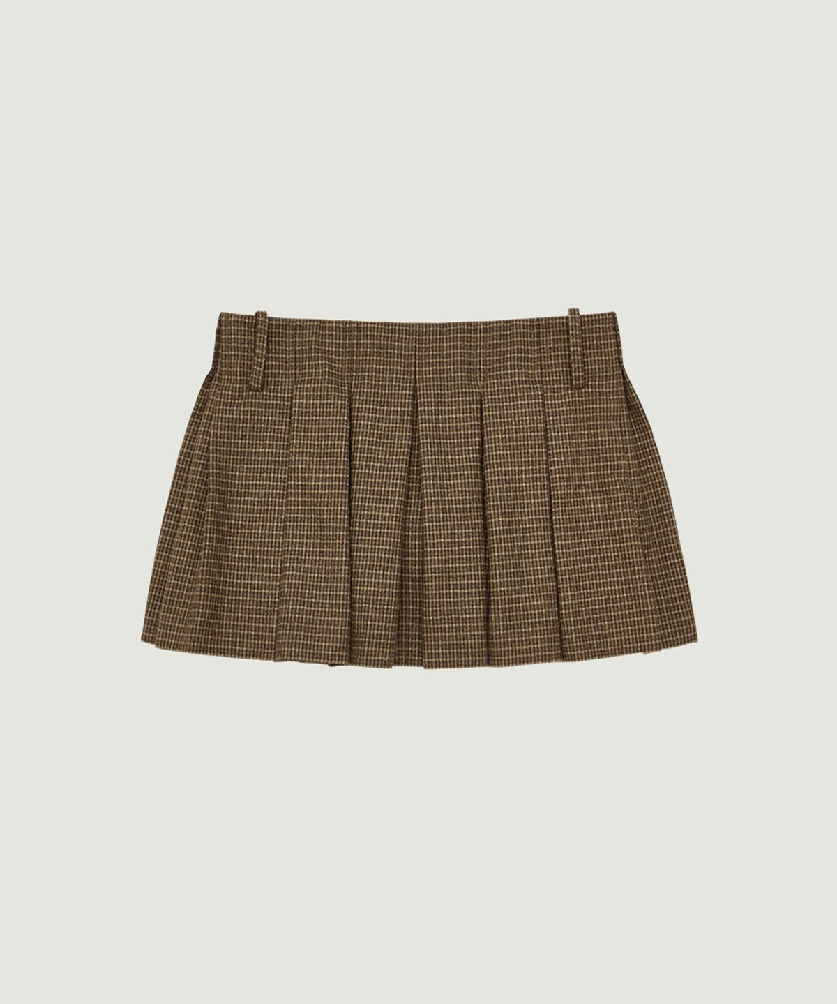 그로브(GROVE) SELENA CHECK PLEATS SKIRT (BROWN)