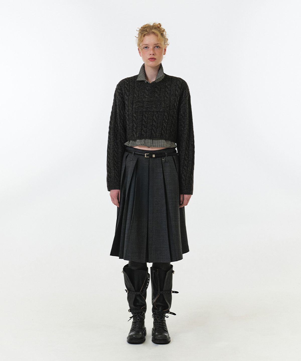 그로브(GROVE) SOPHIE CROP KNIT (CHARCOAL)