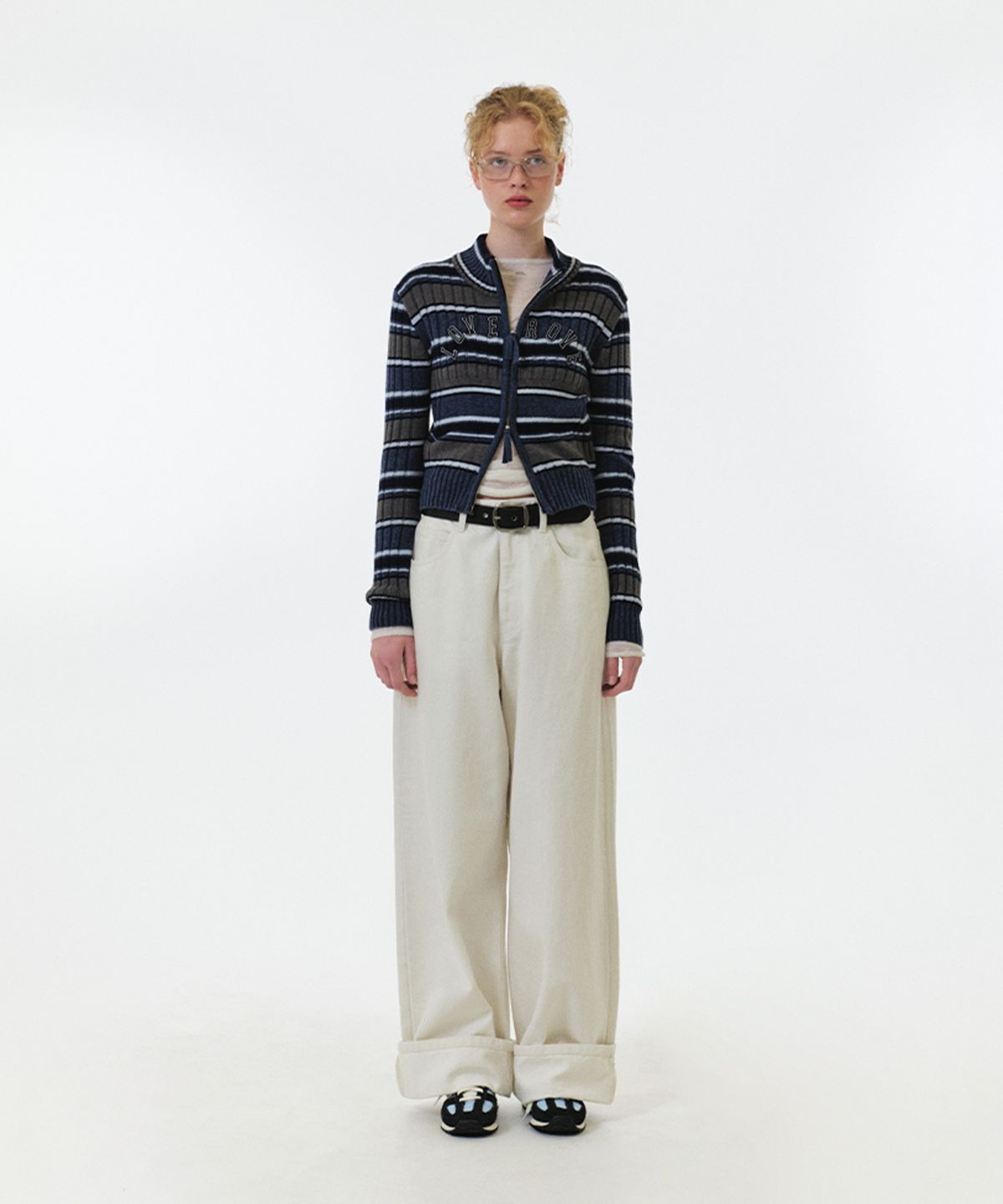 그로브(GROVE) LENI STRIPE ZIP-UP (BLUE)