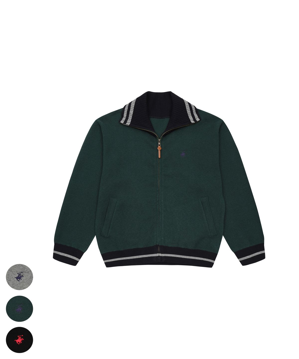 비버리힐스 폴로클럽(BHPOLOCLUB) 여성 배색 니트 카라 집업 3Color TK824