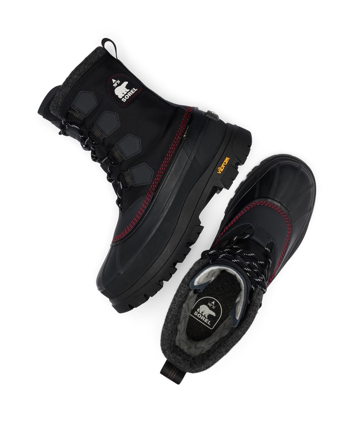 소렐(SOREL) (남성) 카리부 호라이즌™ GTX - 블랙: 브라이트 레드 / NM5293-010