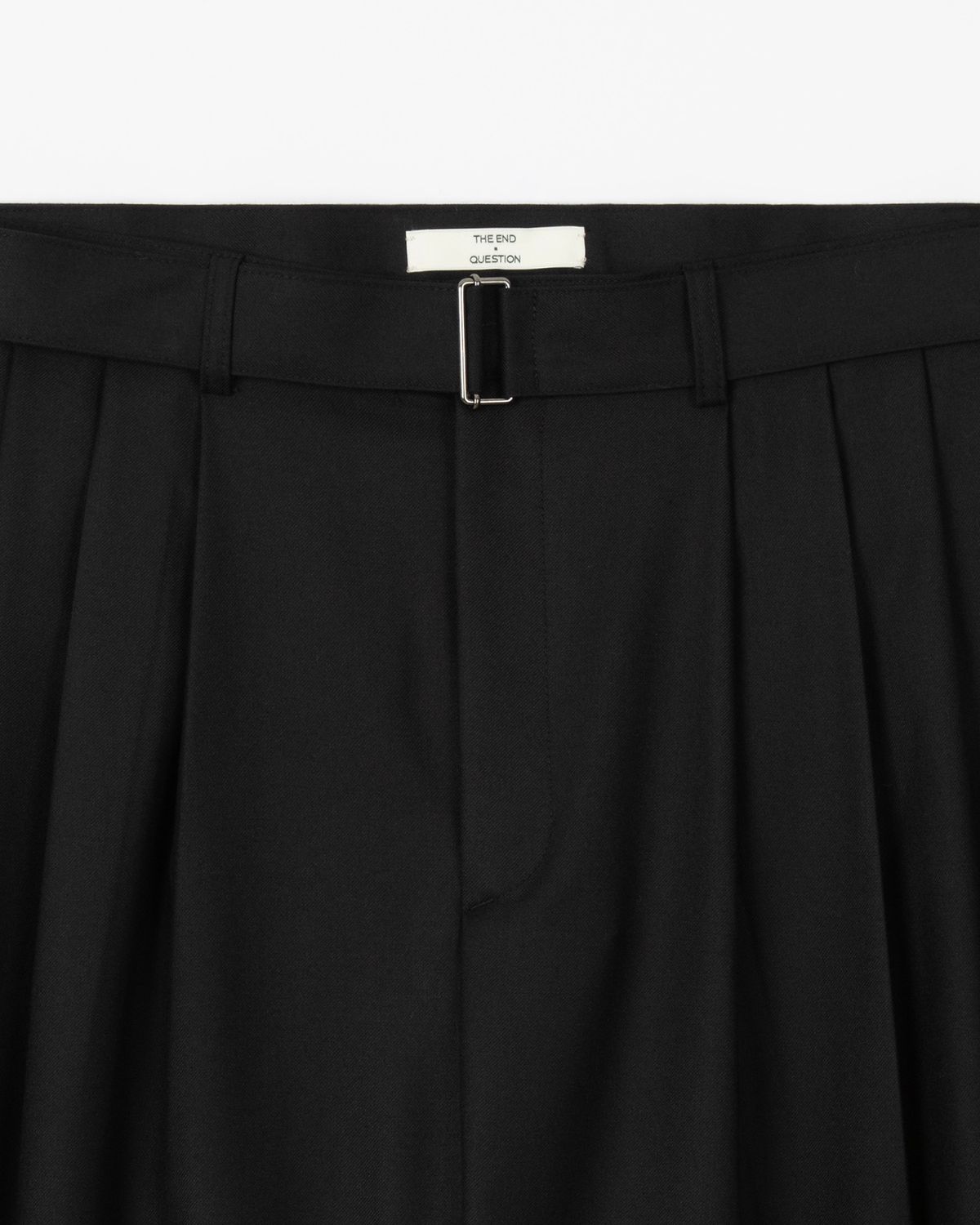 디앤드퀘스천(THEENDQUESTION) Wool belt tuck pants / BLACK