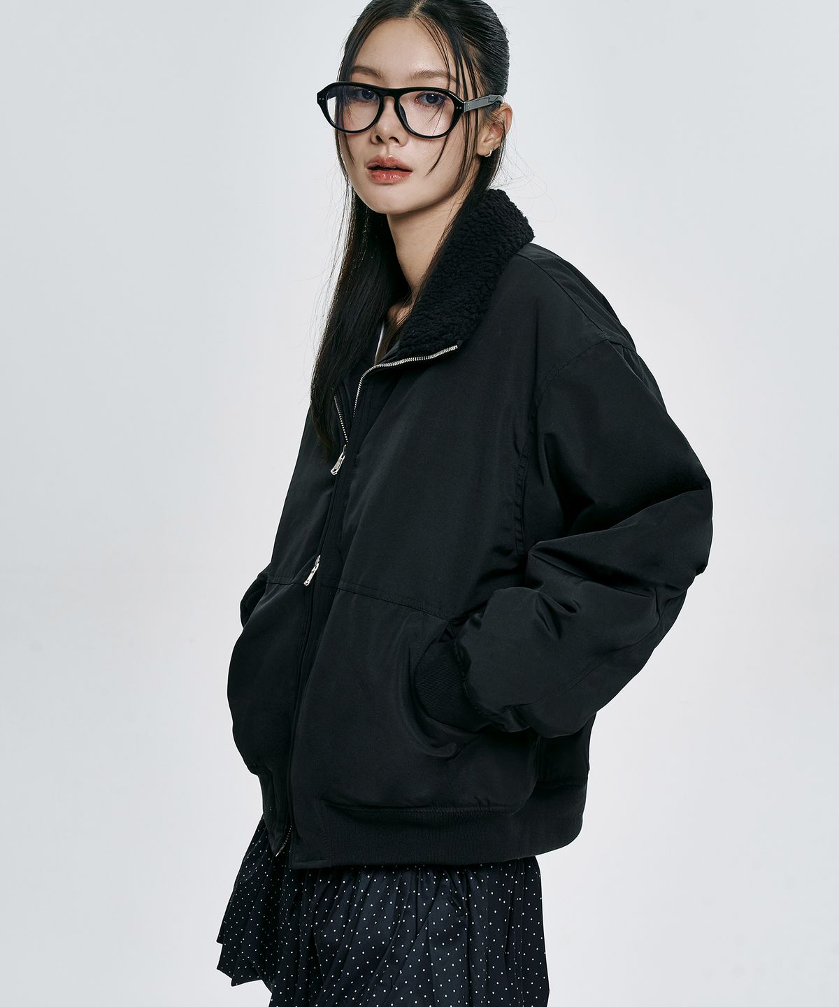 아테즈(ATEZ) 카라 오버핏 투웨이 점퍼 [블랙]