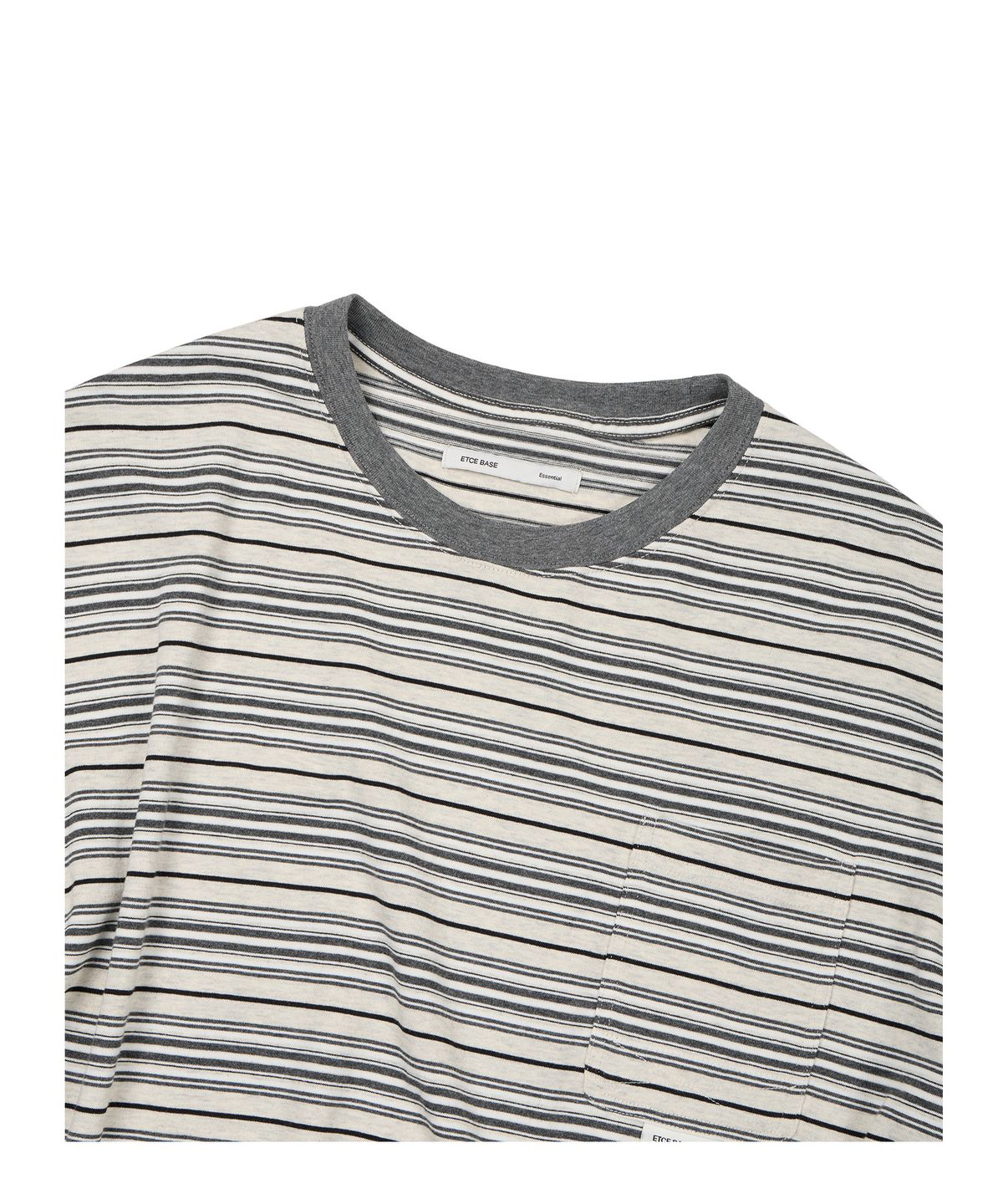 이티씨이(ETCE) (BASE) STRIPE POCKET LONG SLEEVE (OATMEAL)
