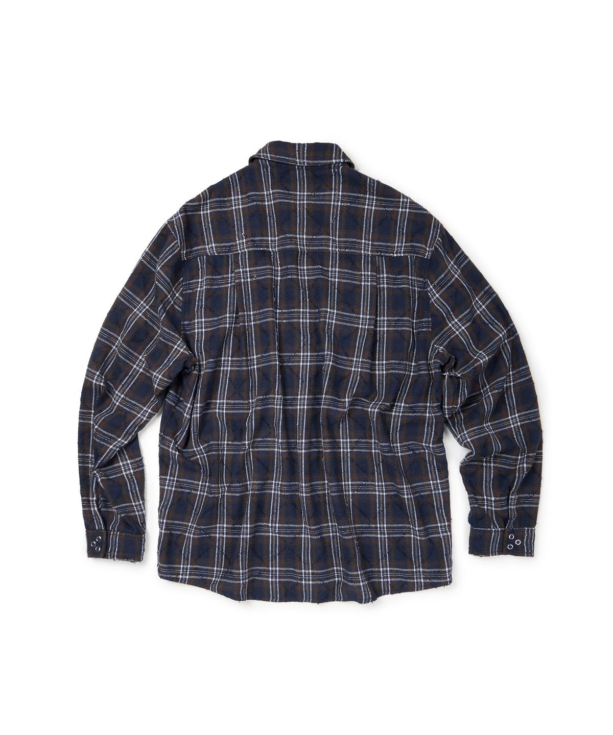 이티씨이(ETCE) (BASE) DESTROYED CHECK SHIRTS (NAVY)