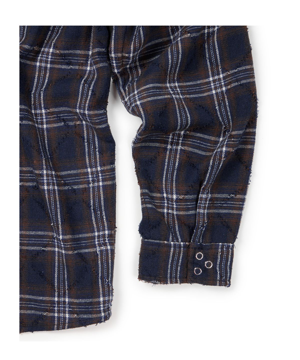 이티씨이(ETCE) (BASE) DESTROYED CHECK SHIRTS (NAVY)