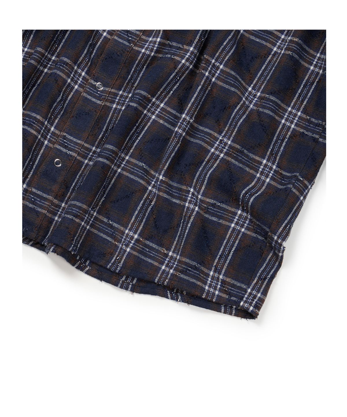 이티씨이(ETCE) (BASE) DESTROYED CHECK SHIRTS (NAVY)