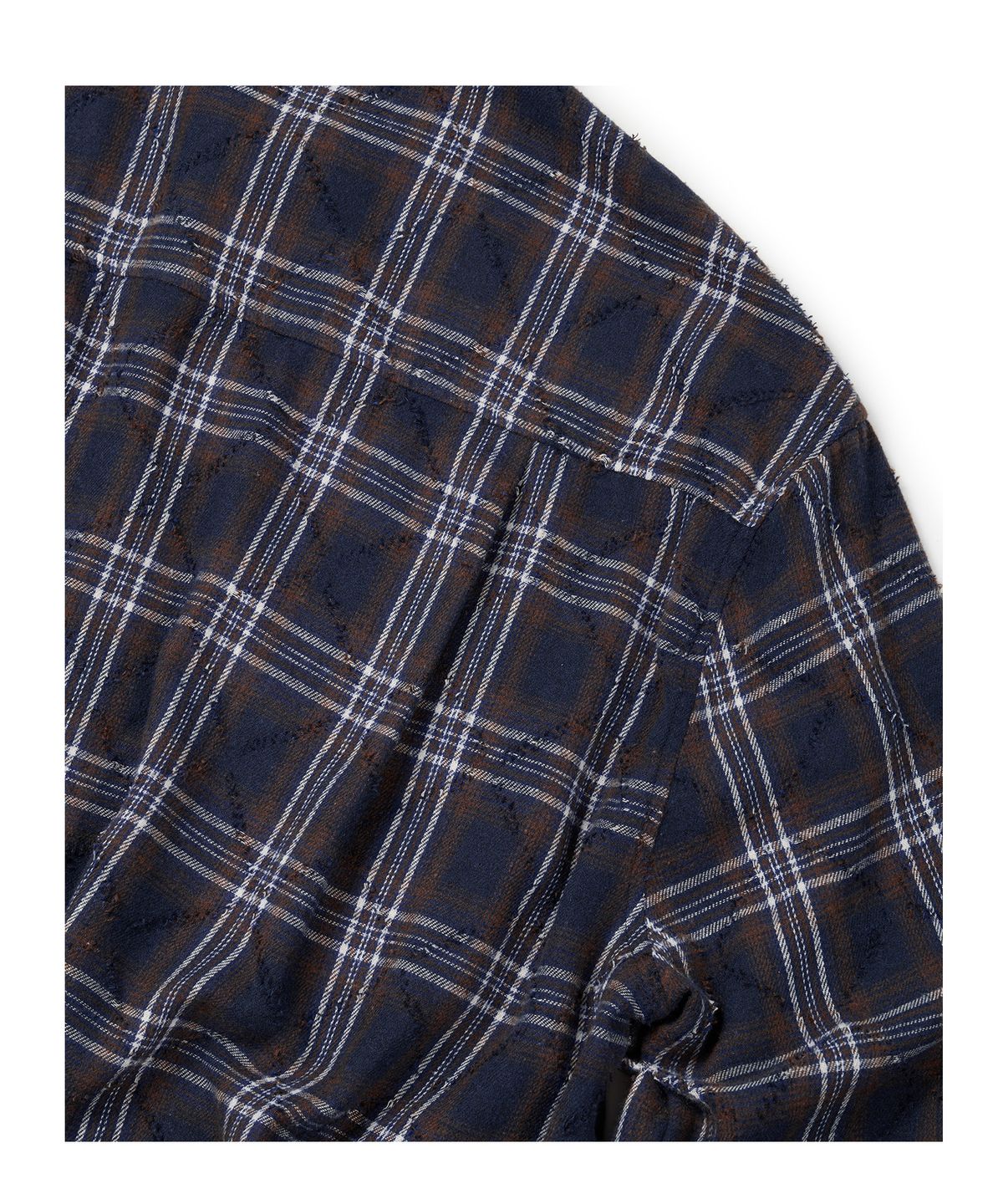이티씨이(ETCE) (BASE) DESTROYED CHECK SHIRTS (NAVY)