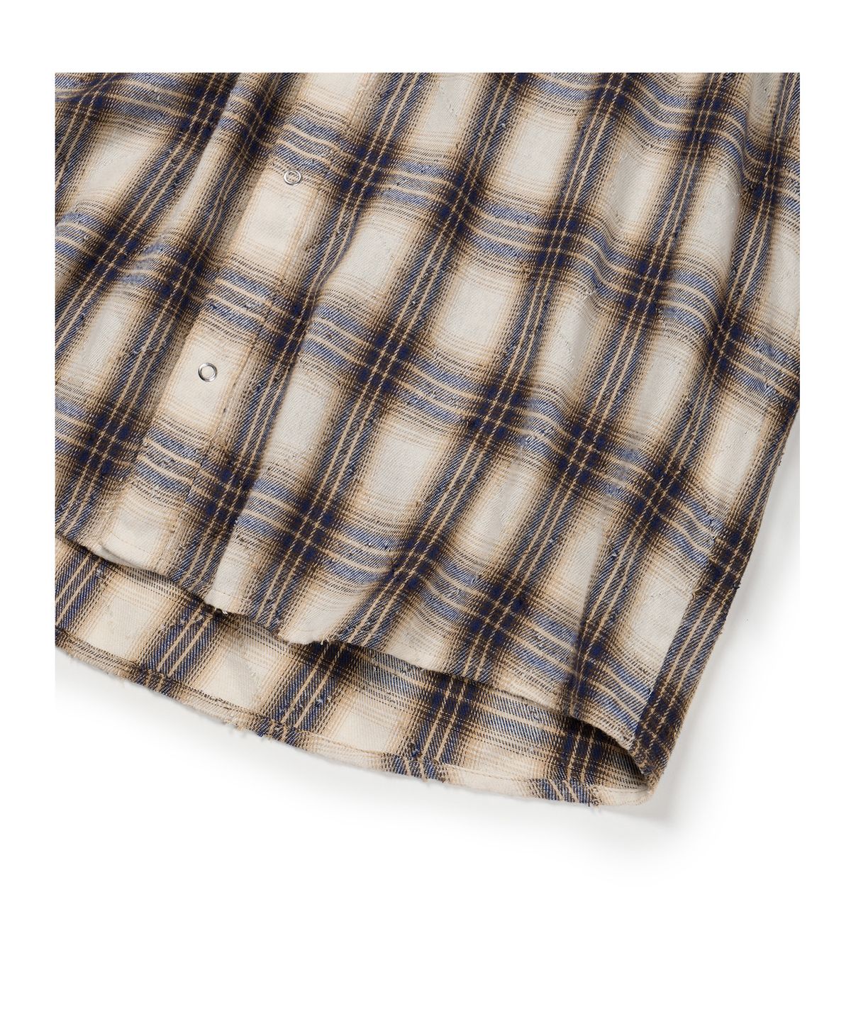 이티씨이(ETCE) (BASE) DESTROYED CHECK SHIRTS (IVORY)