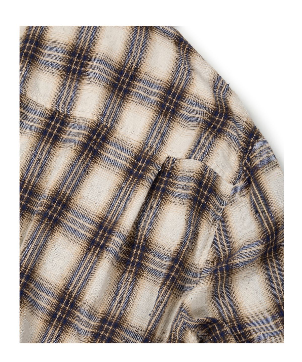 이티씨이(ETCE) (BASE) DESTROYED CHECK SHIRTS (IVORY)