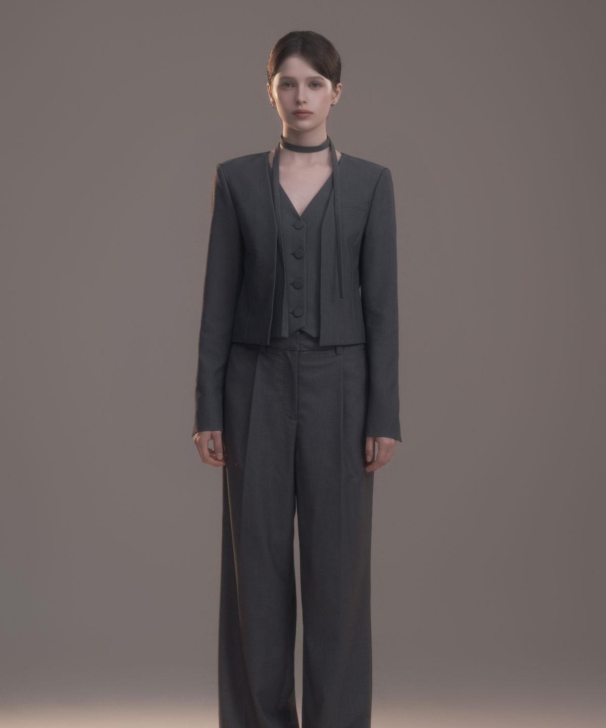 마우솔레움(MAU SOLEUM) Vest Layered Suit Jacket - Grey