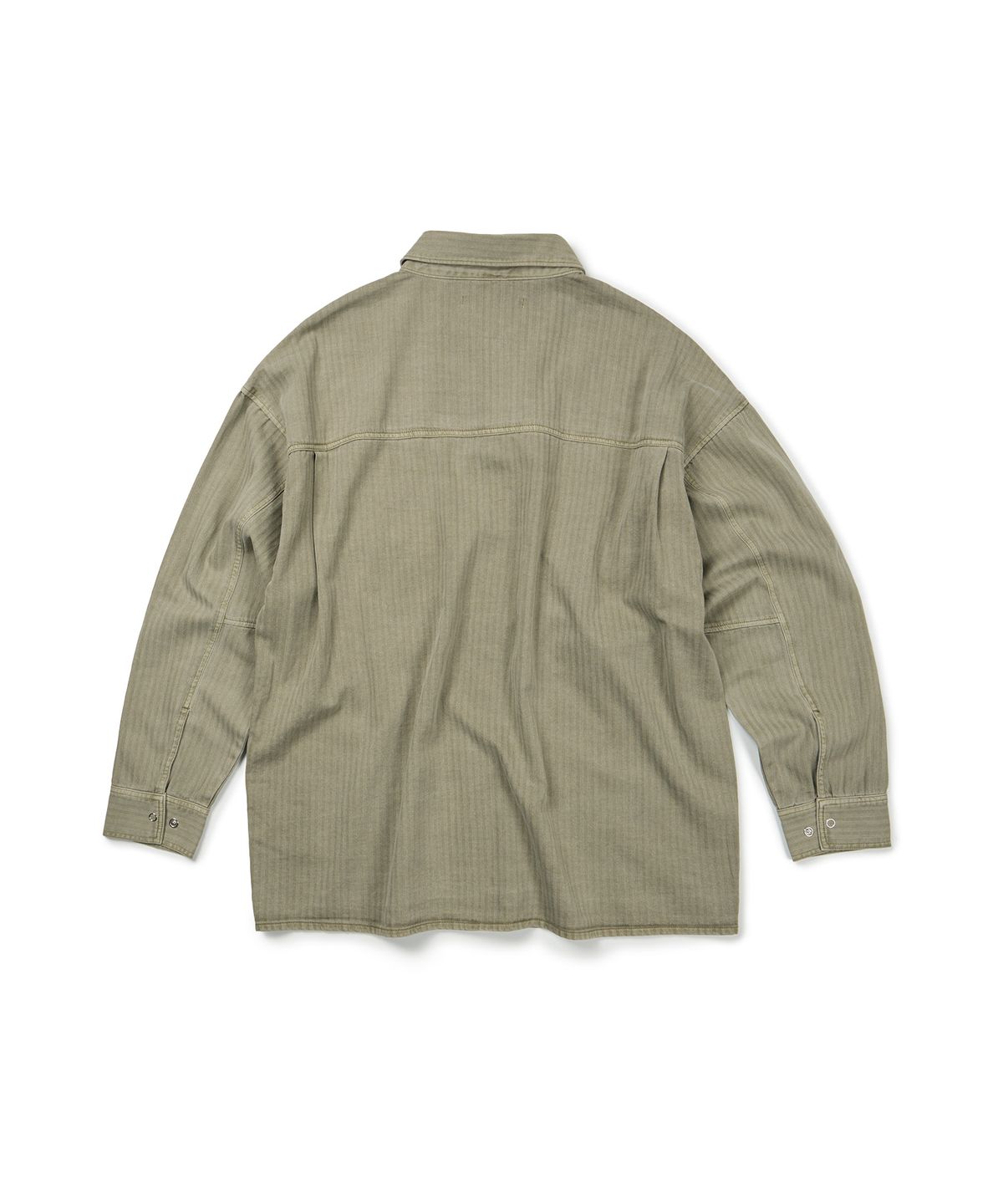 이티씨이(ETCE) (BASE) HERRINGBONE WASHED POCKET SHIRT (BEIGE)