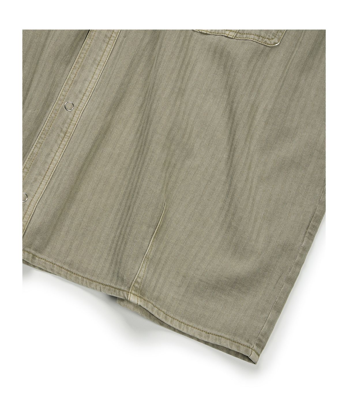 이티씨이(ETCE) (BASE) HERRINGBONE WASHED POCKET SHIRT (BEIGE)