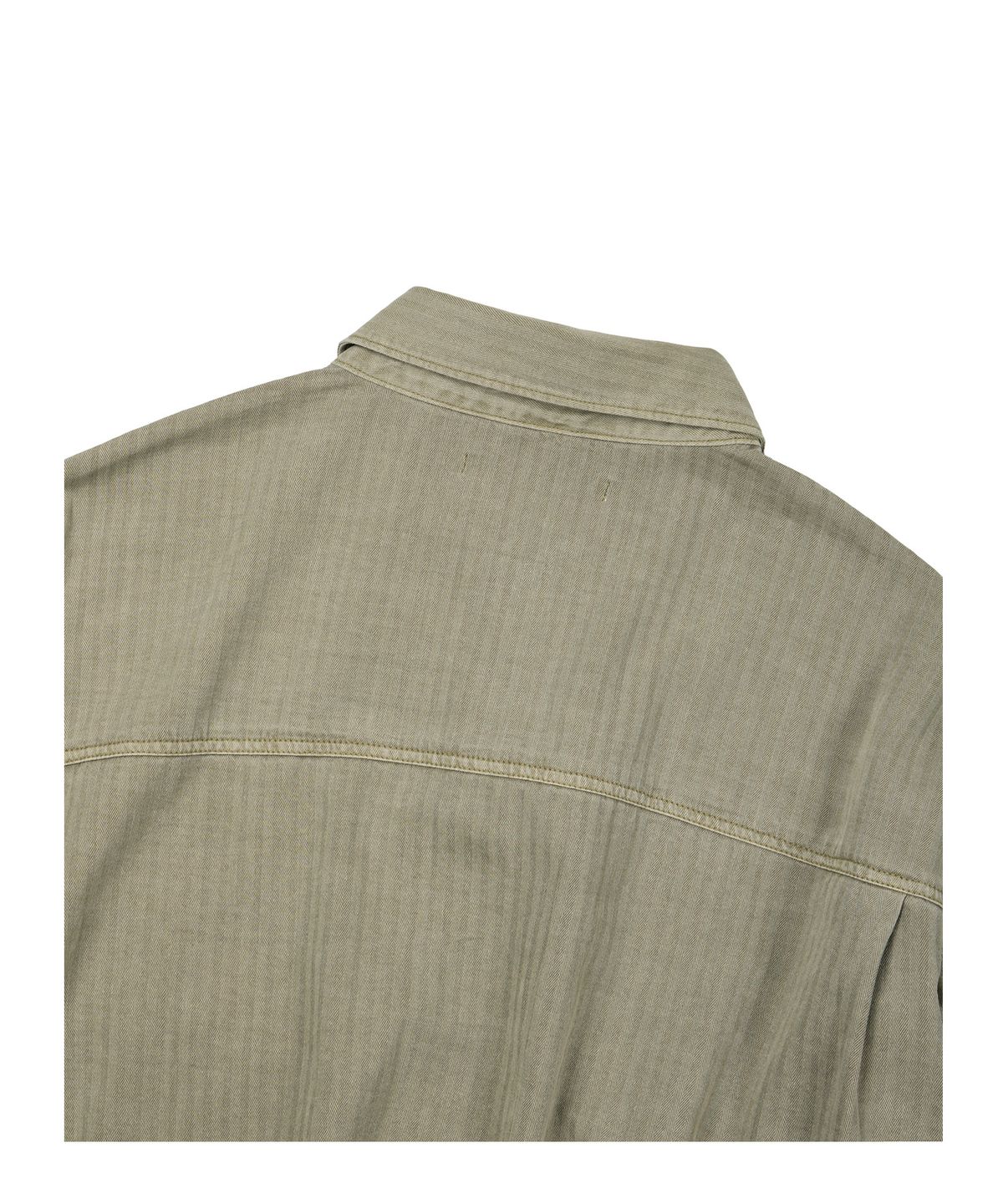 이티씨이(ETCE) (BASE) HERRINGBONE WASHED POCKET SHIRT (BEIGE)