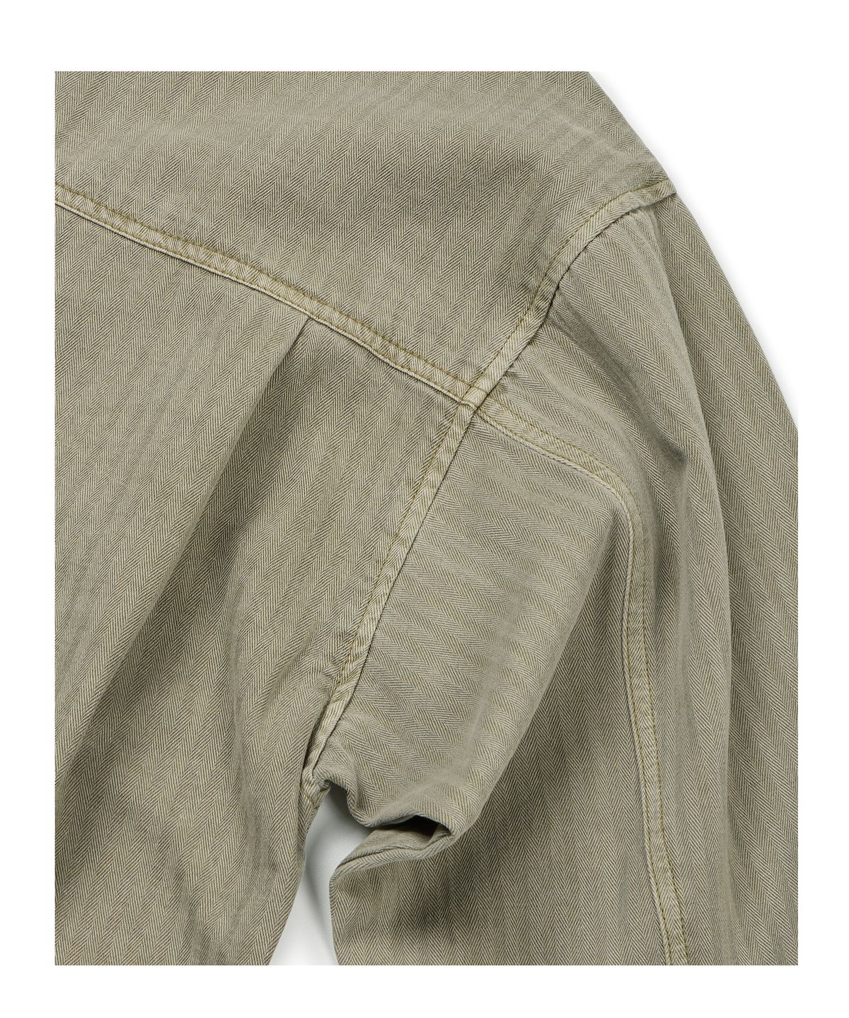 이티씨이(ETCE) (BASE) HERRINGBONE WASHED POCKET SHIRT (BEIGE)