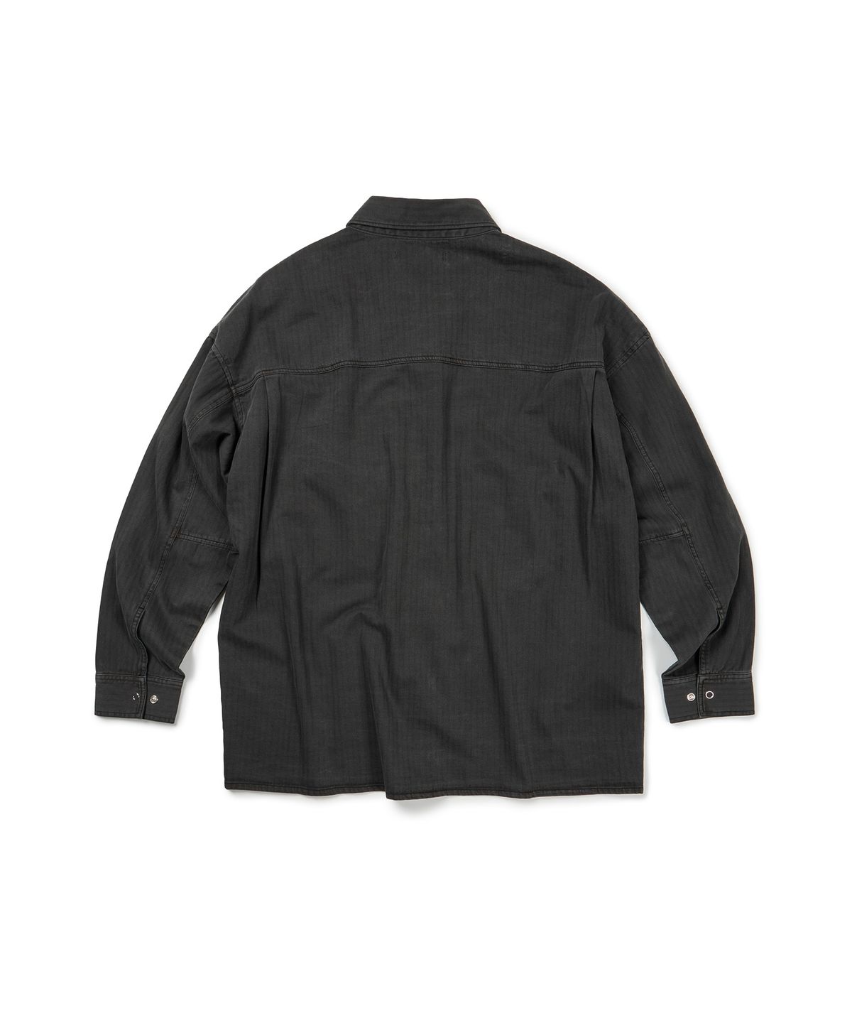 이티씨이(ETCE) (BASE) HERRINGBONE WASHED POCKET SHIRT (BLACK)
