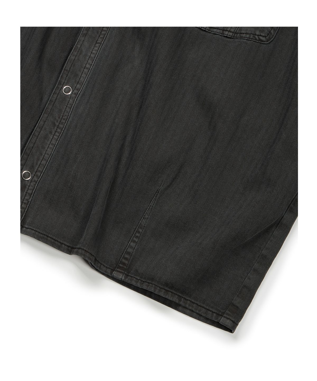 이티씨이(ETCE) (BASE) HERRINGBONE WASHED POCKET SHIRT (BLACK)