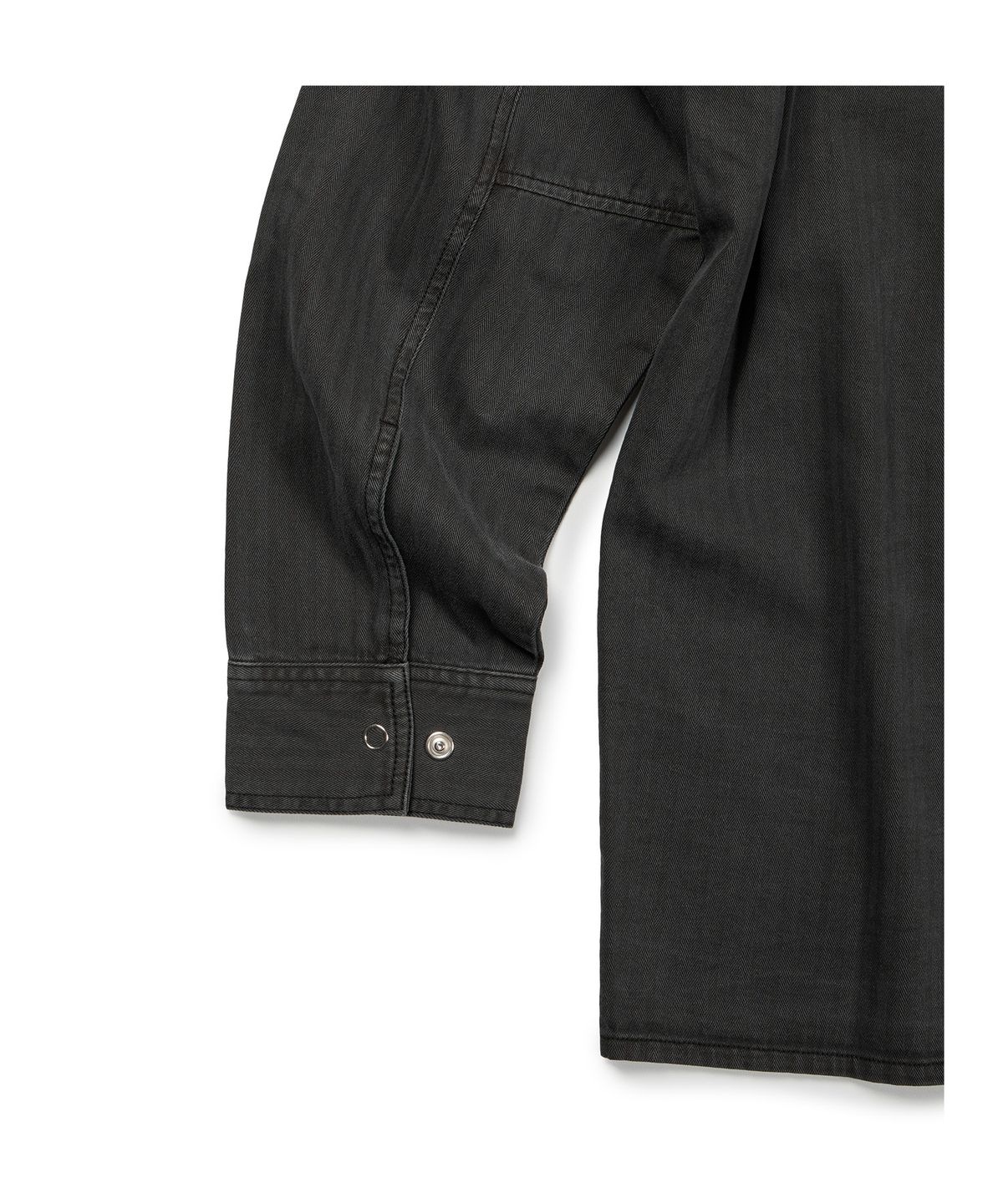 이티씨이(ETCE) (BASE) HERRINGBONE WASHED POCKET SHIRT (BLACK)