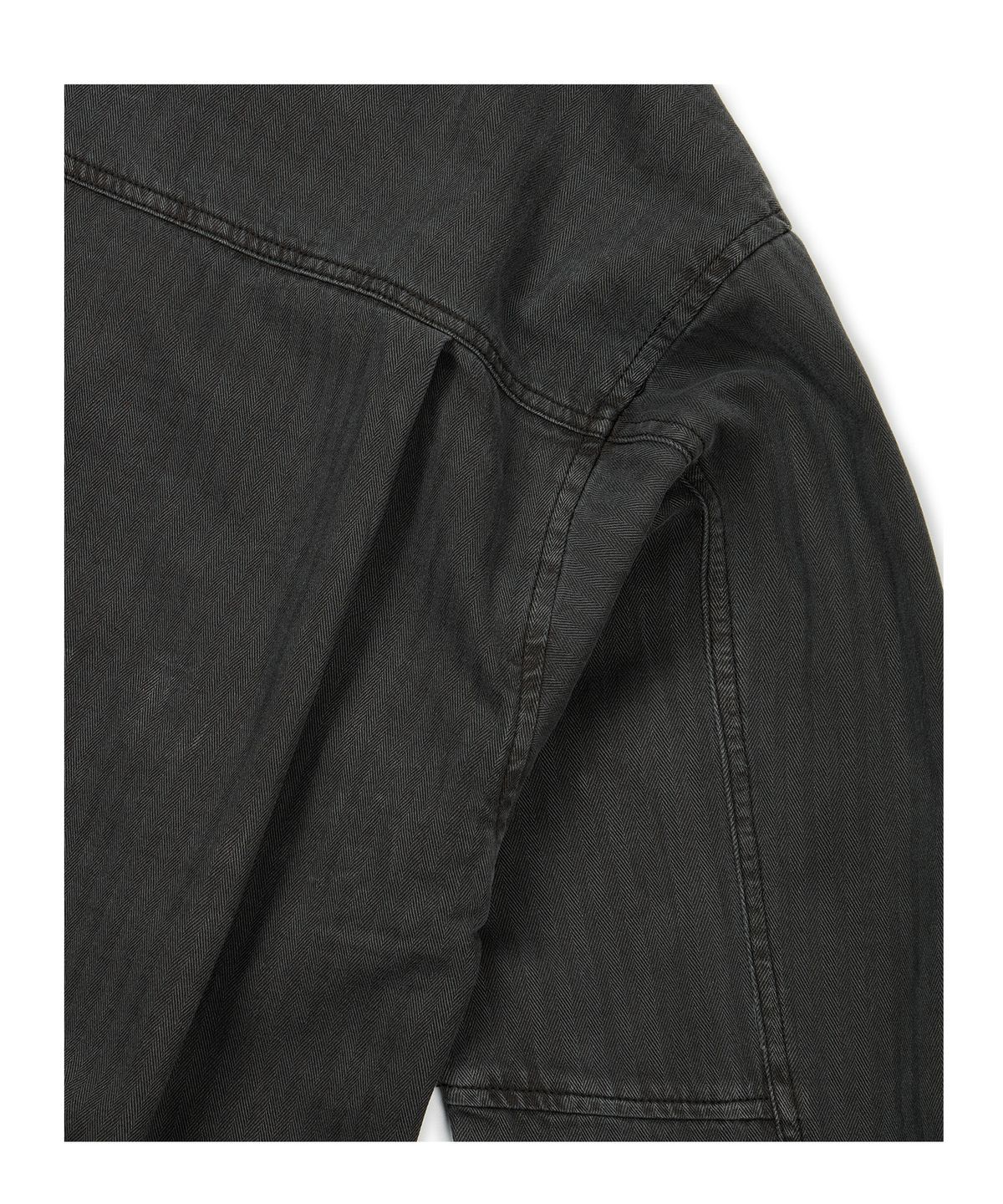 이티씨이(ETCE) (BASE) HERRINGBONE WASHED POCKET SHIRT (BLACK)